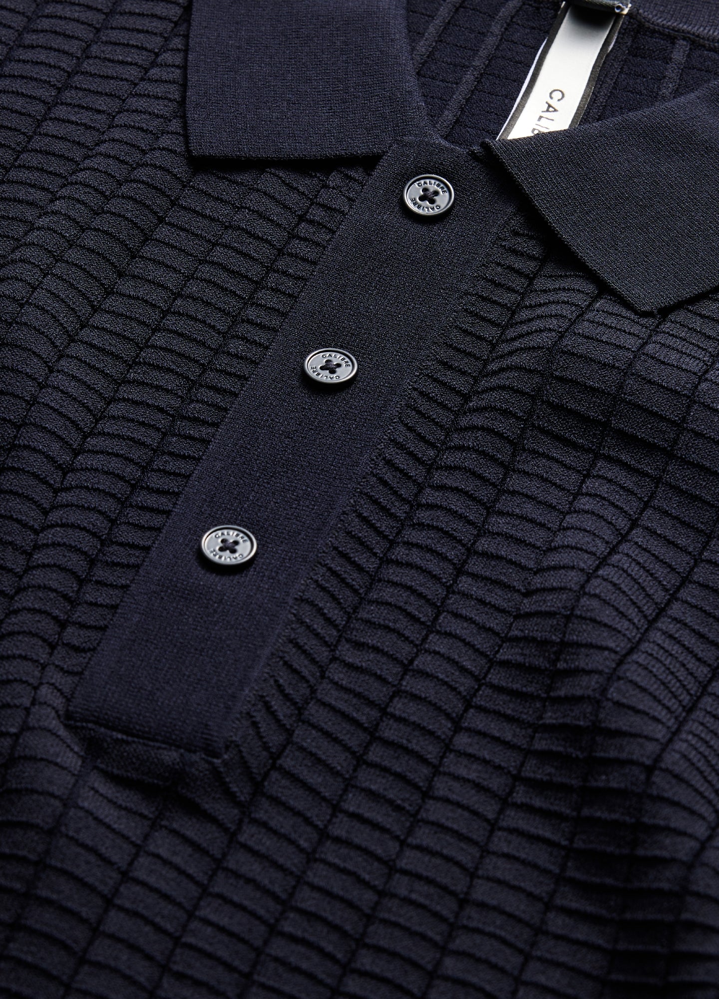 Textured Rib Tech Knit Polo Navy