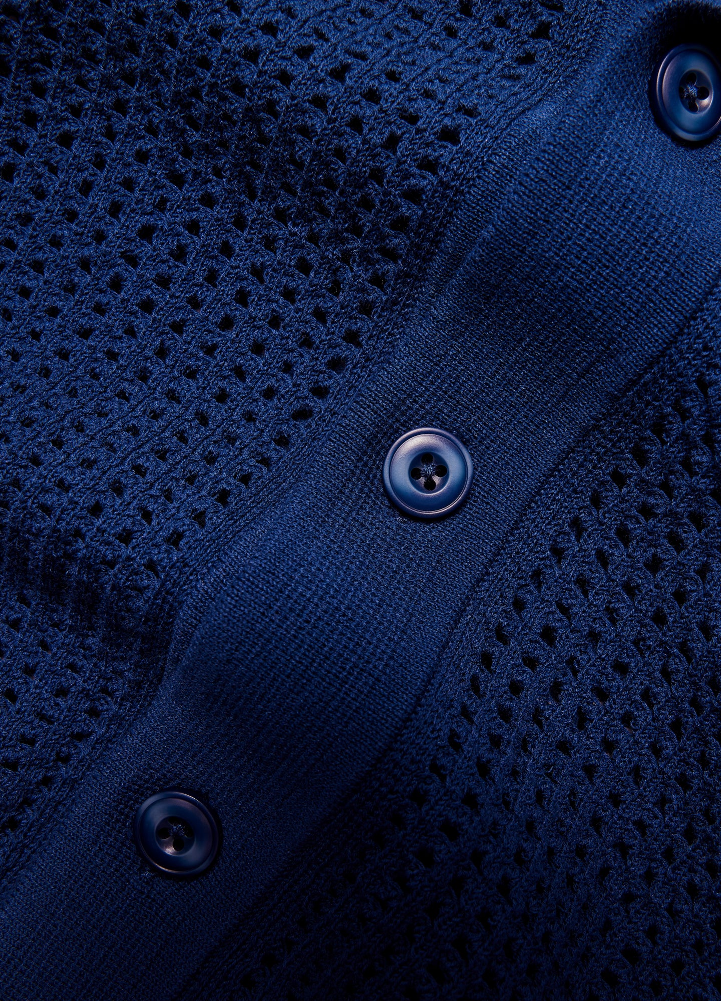 Eyelet Mesh Knit Shirt Delft Blue