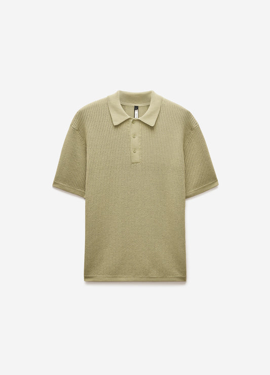 Relaxed Textured Knit Polo Pistachio