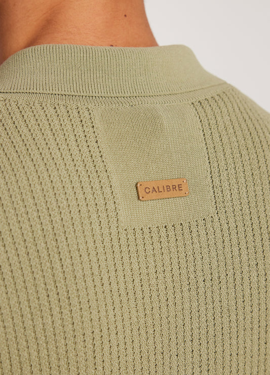 Relaxed Textured Knit Polo Pistachio