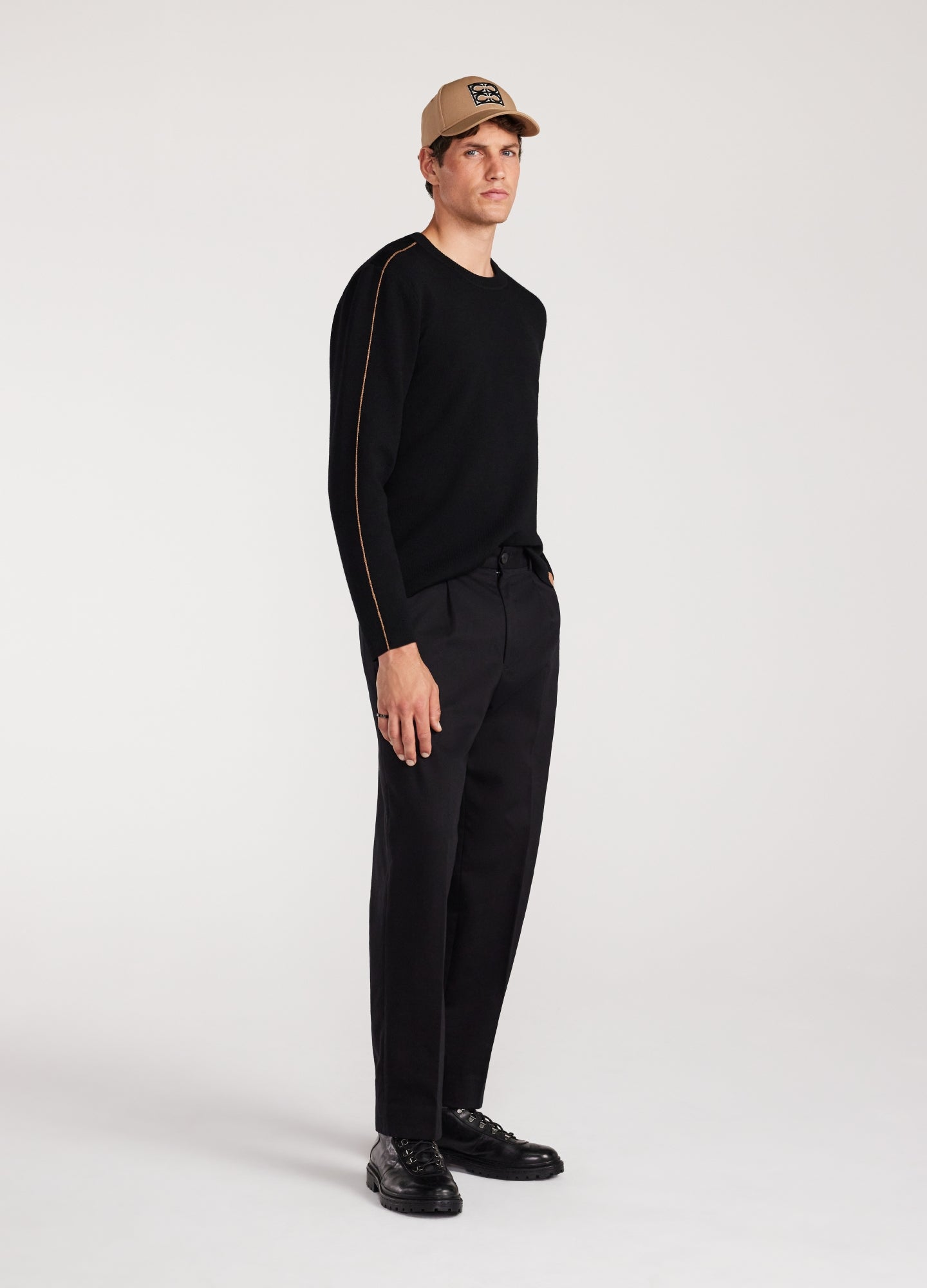 Chainstitched Relaxed Sweater Black