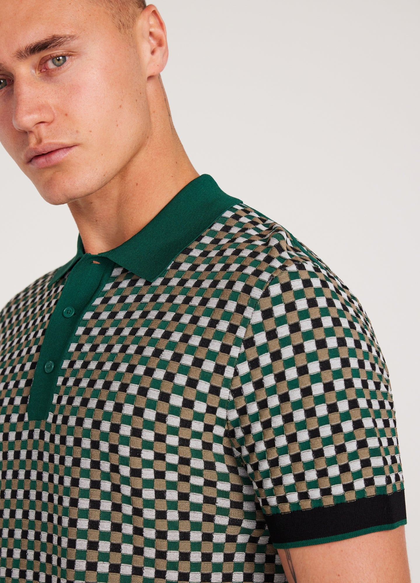 Green checkered polo best sale