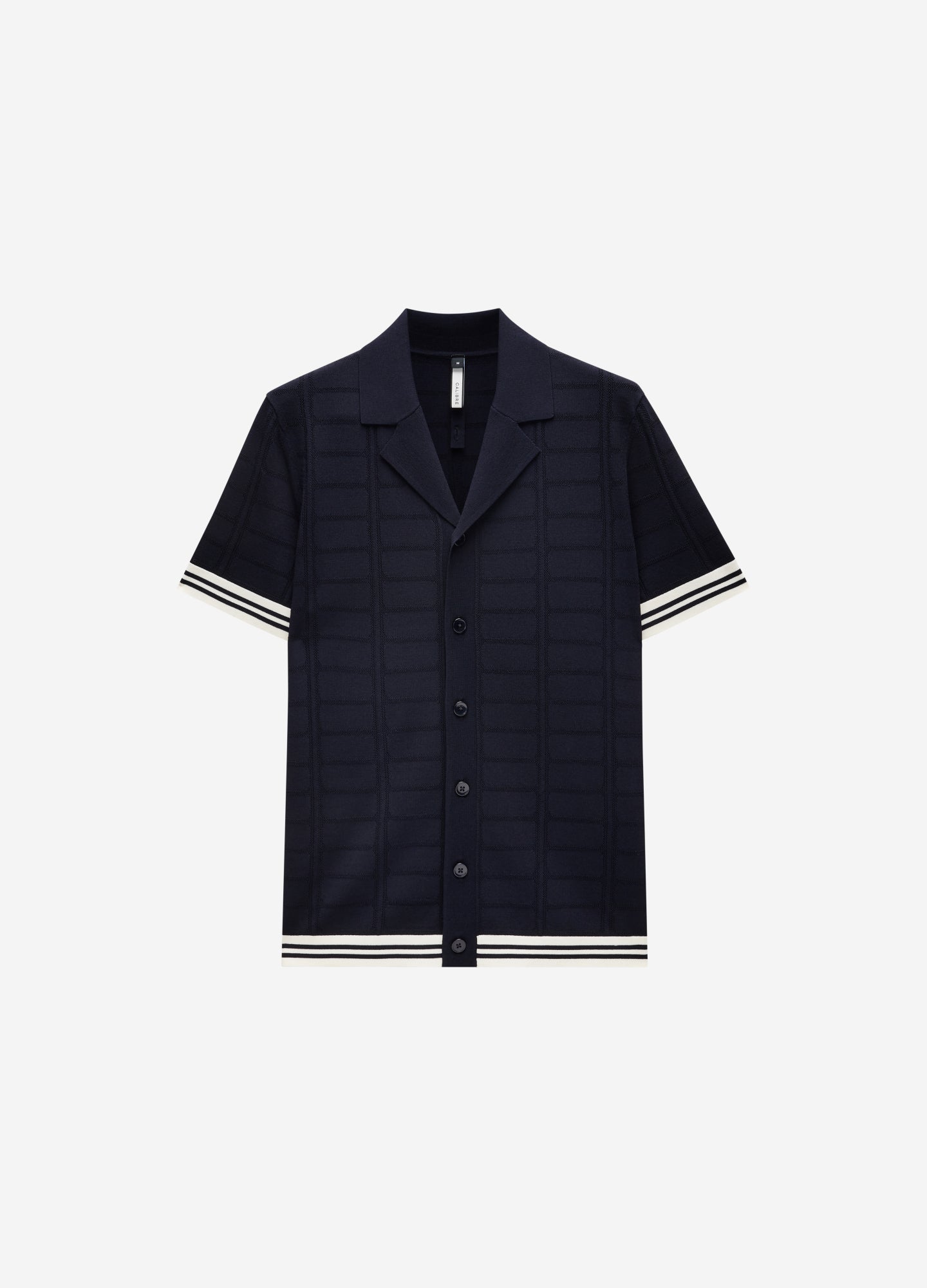 Patterned Mesh Tech Knit Shirt Navy