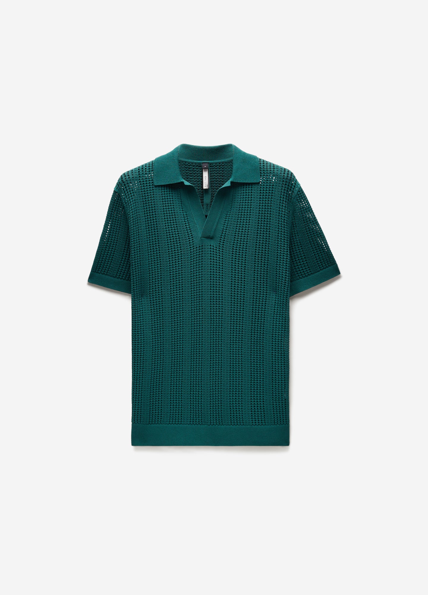 Self Stripe Mesh Knit Polo Jade