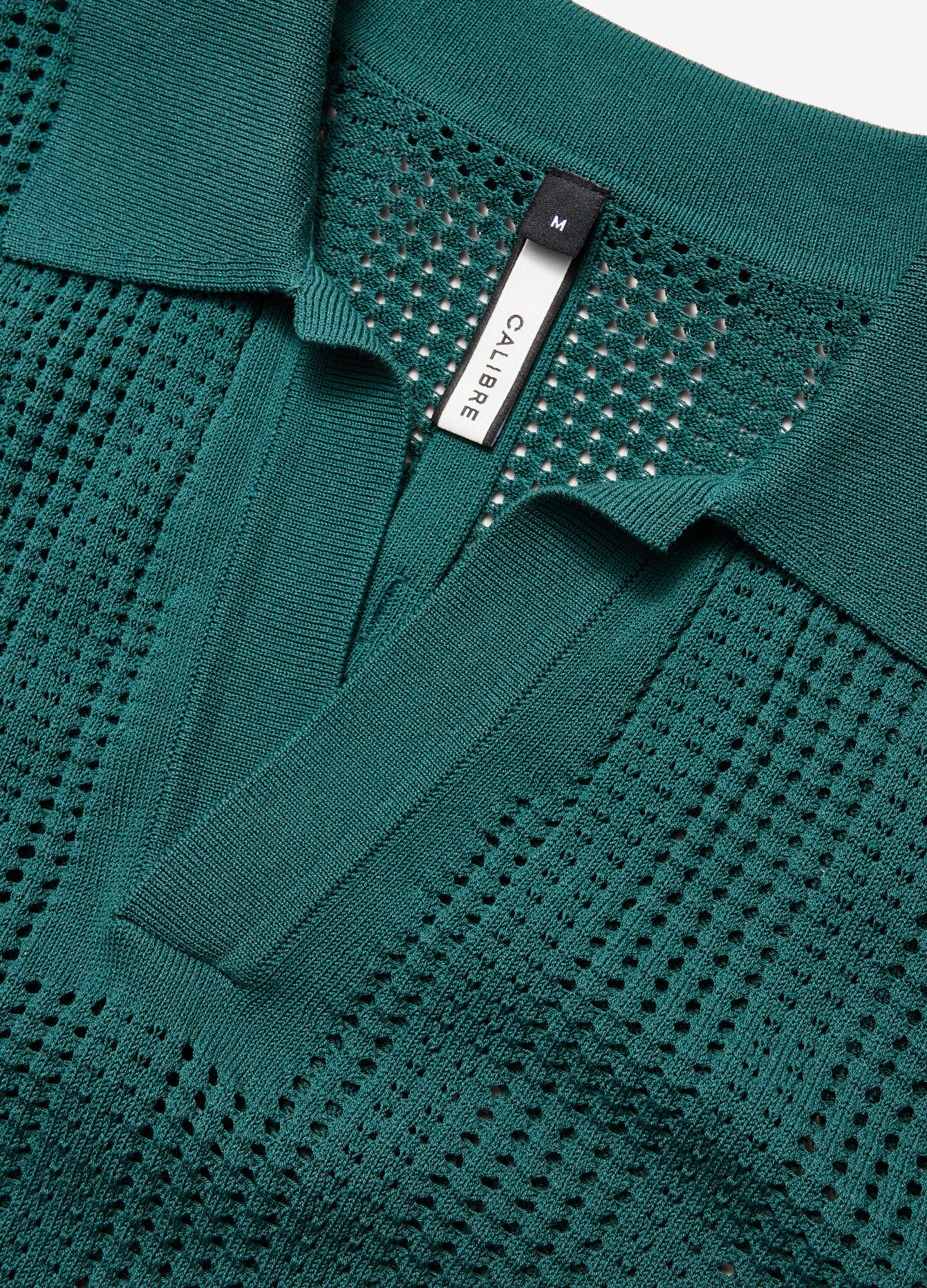 Self Stripe Mesh Knit Polo Jade