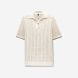 Self Stripe Mesh Knit Polo Wheat
