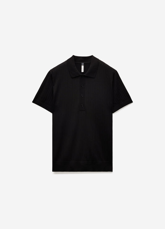 Sheer Stripe Polo Black