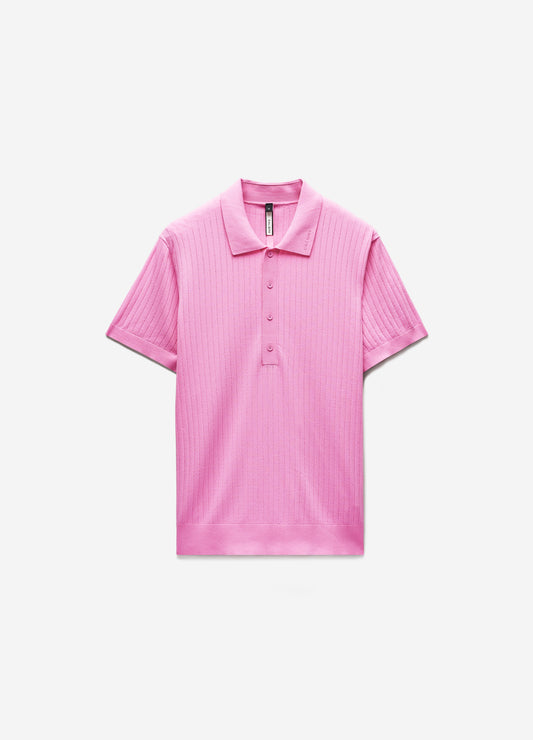 Sheer Stripe Polo Ultra Pink