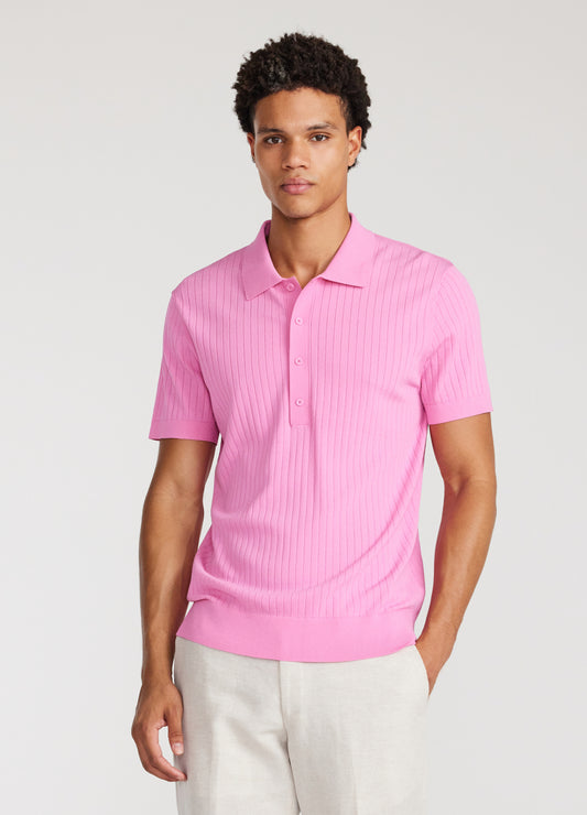 Sheer Stripe Polo Ultra Pink