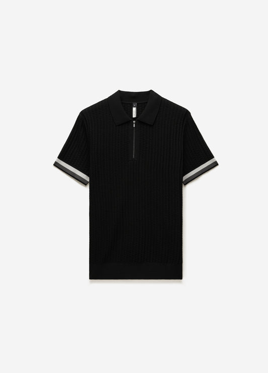 Double Stripe Polo Black