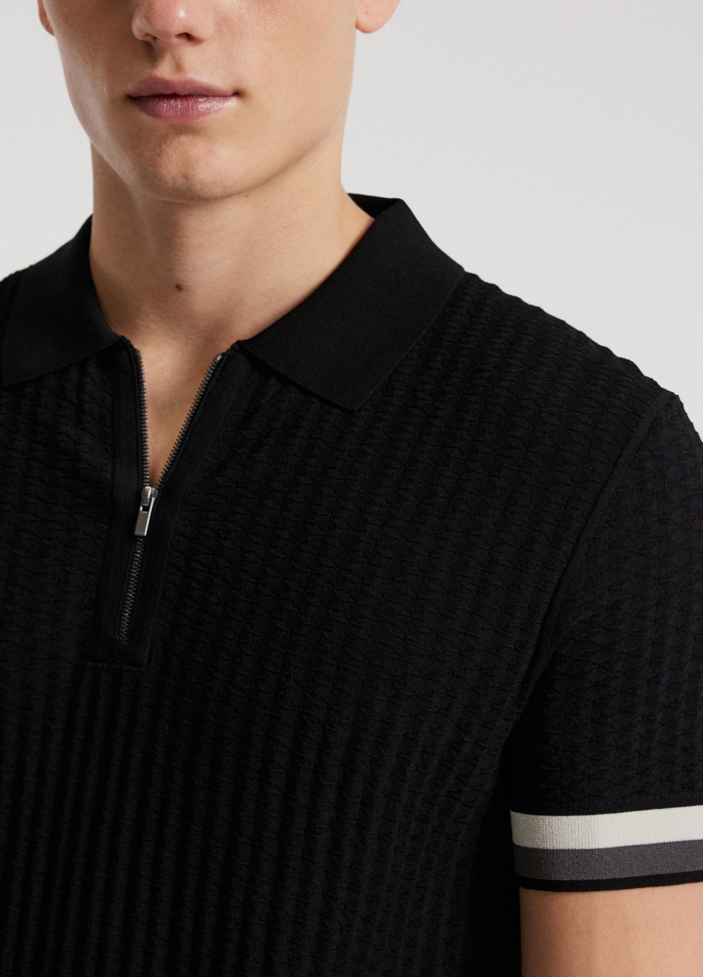 Double Stripe Polo Black