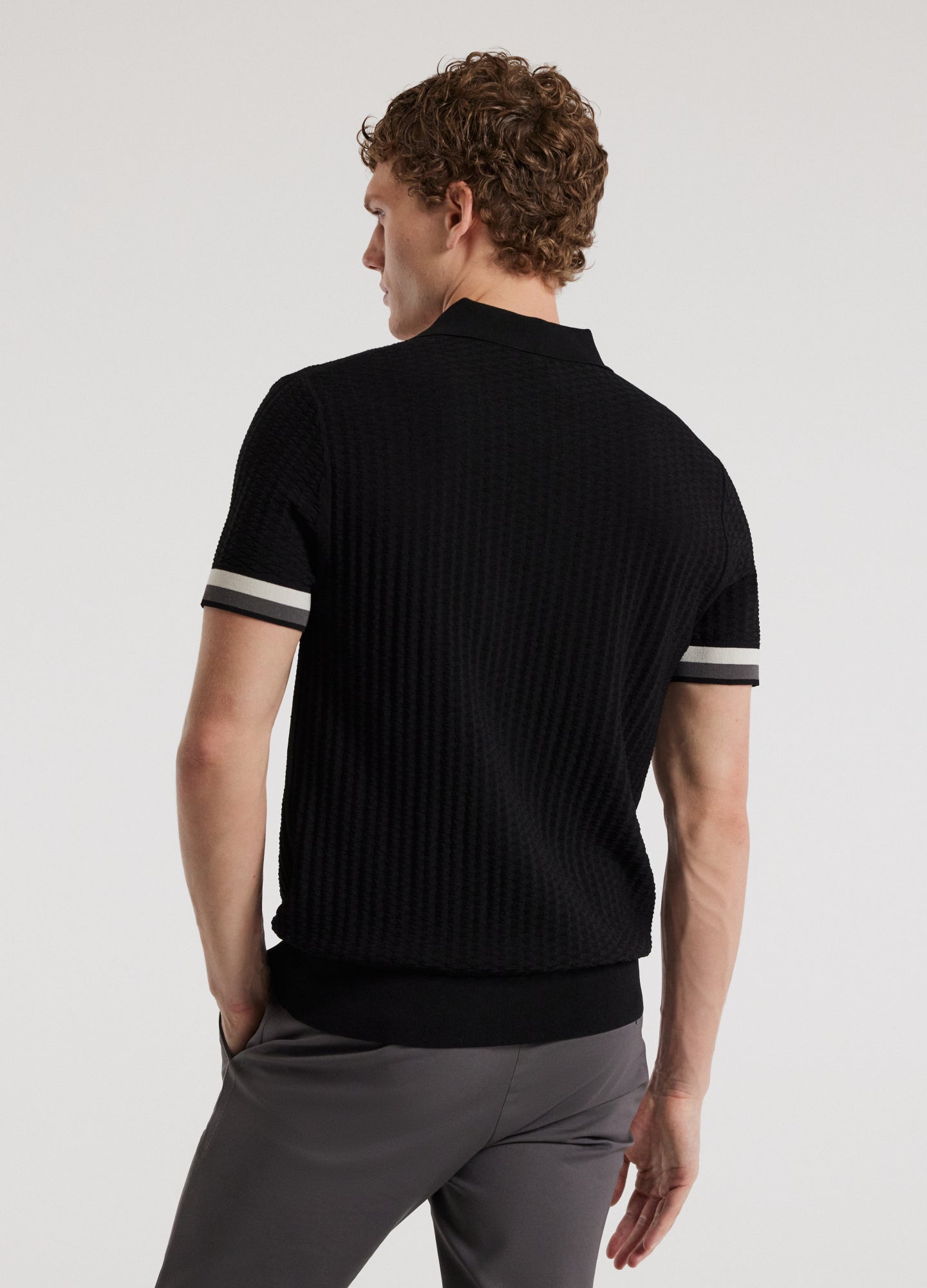 Double Stripe Polo Black