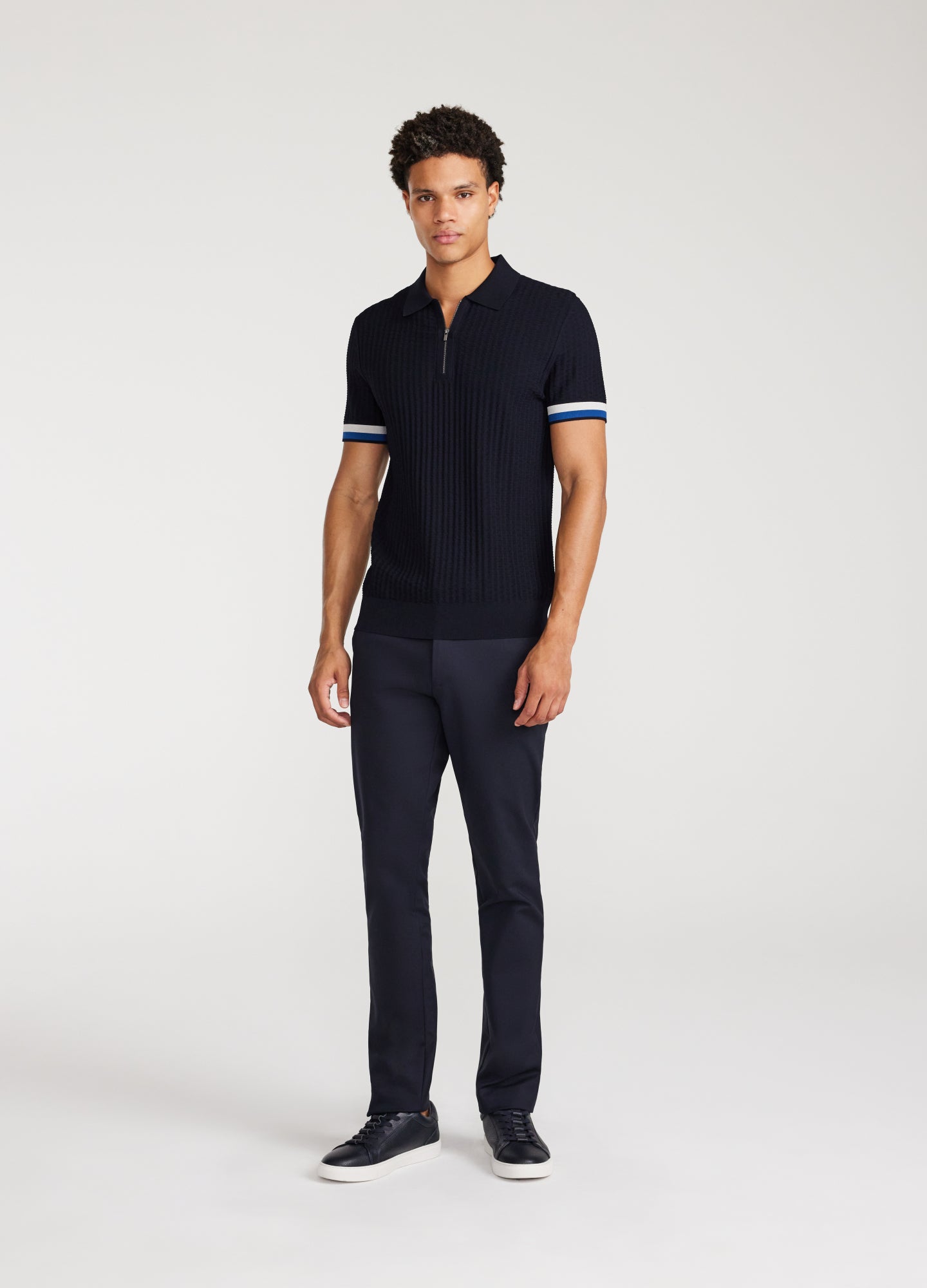 Double Stripe Polo Navy