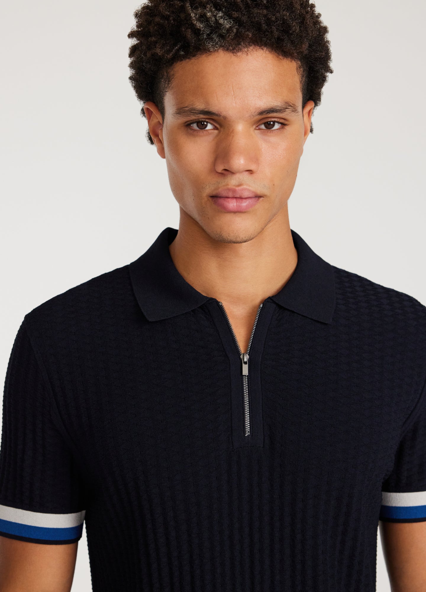 Double Stripe Polo Navy