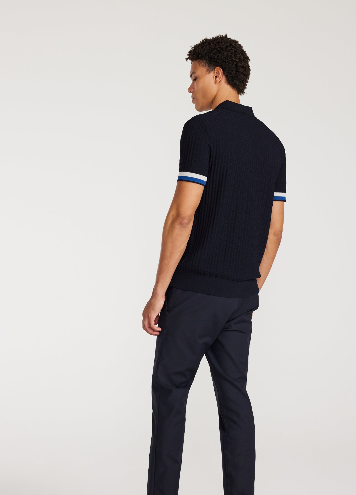 Double Stripe Polo Navy