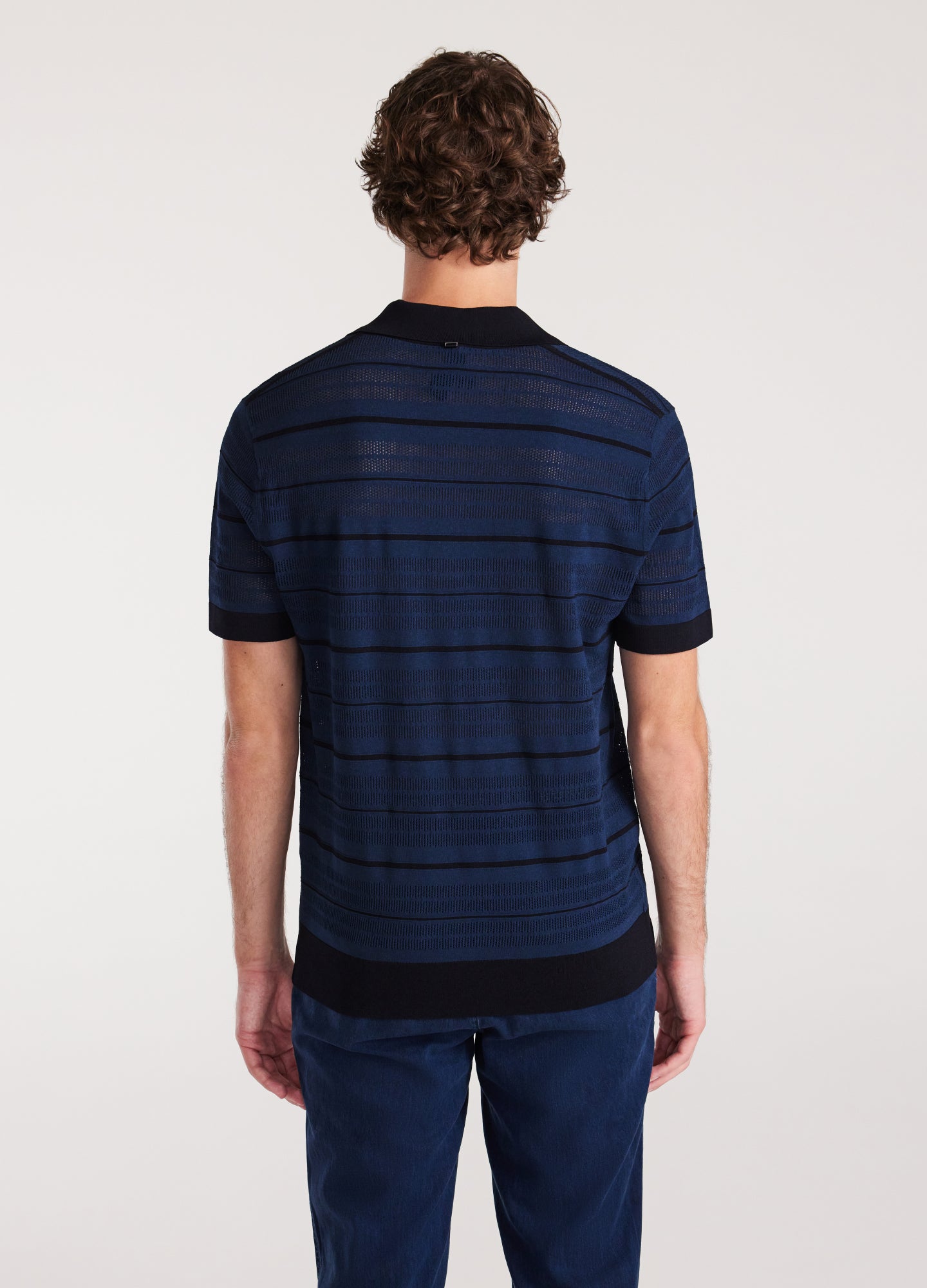 Camp Collar Striped Polo Delft Blue