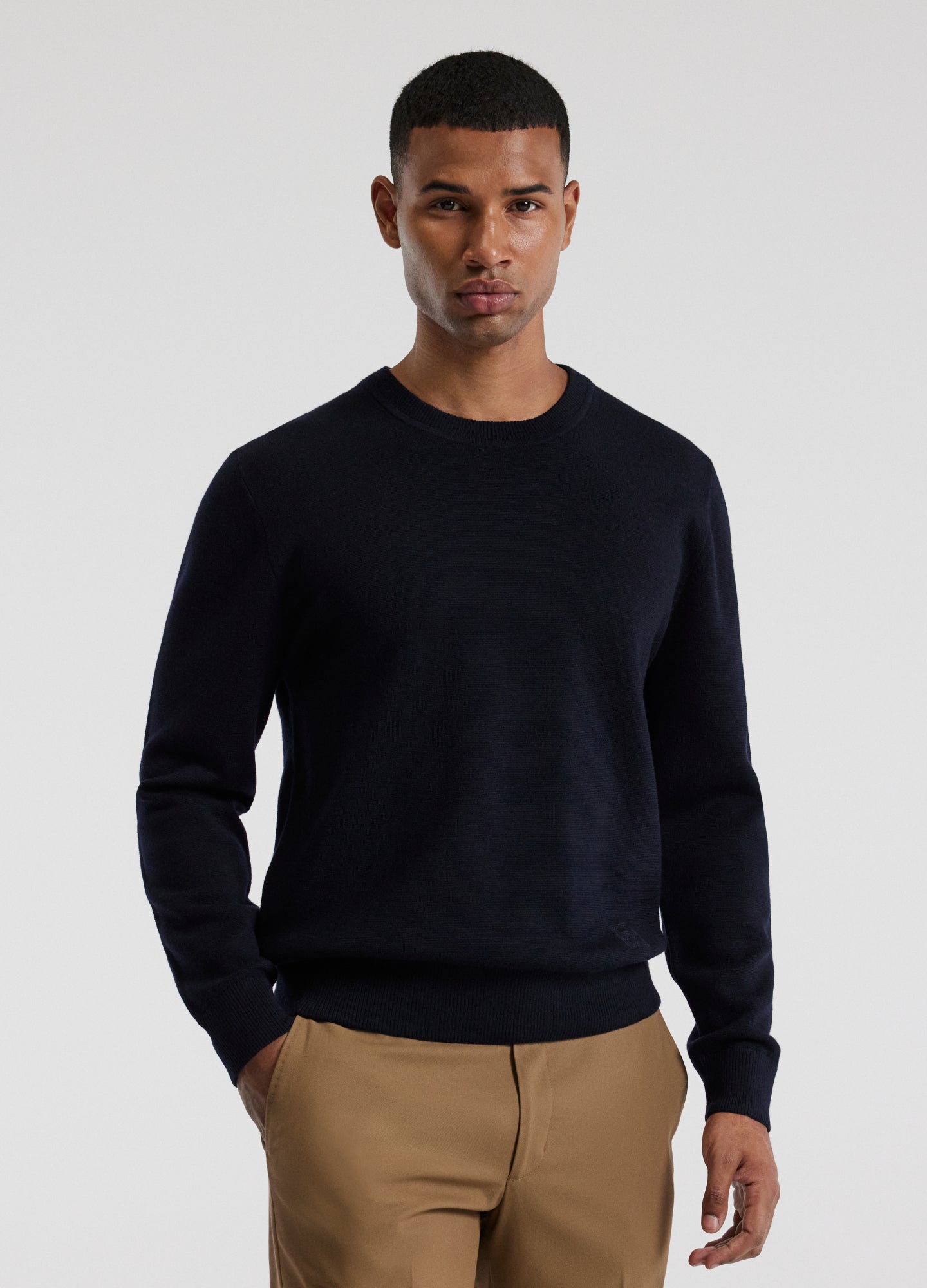 Crew Neck Merino Sweater Navy