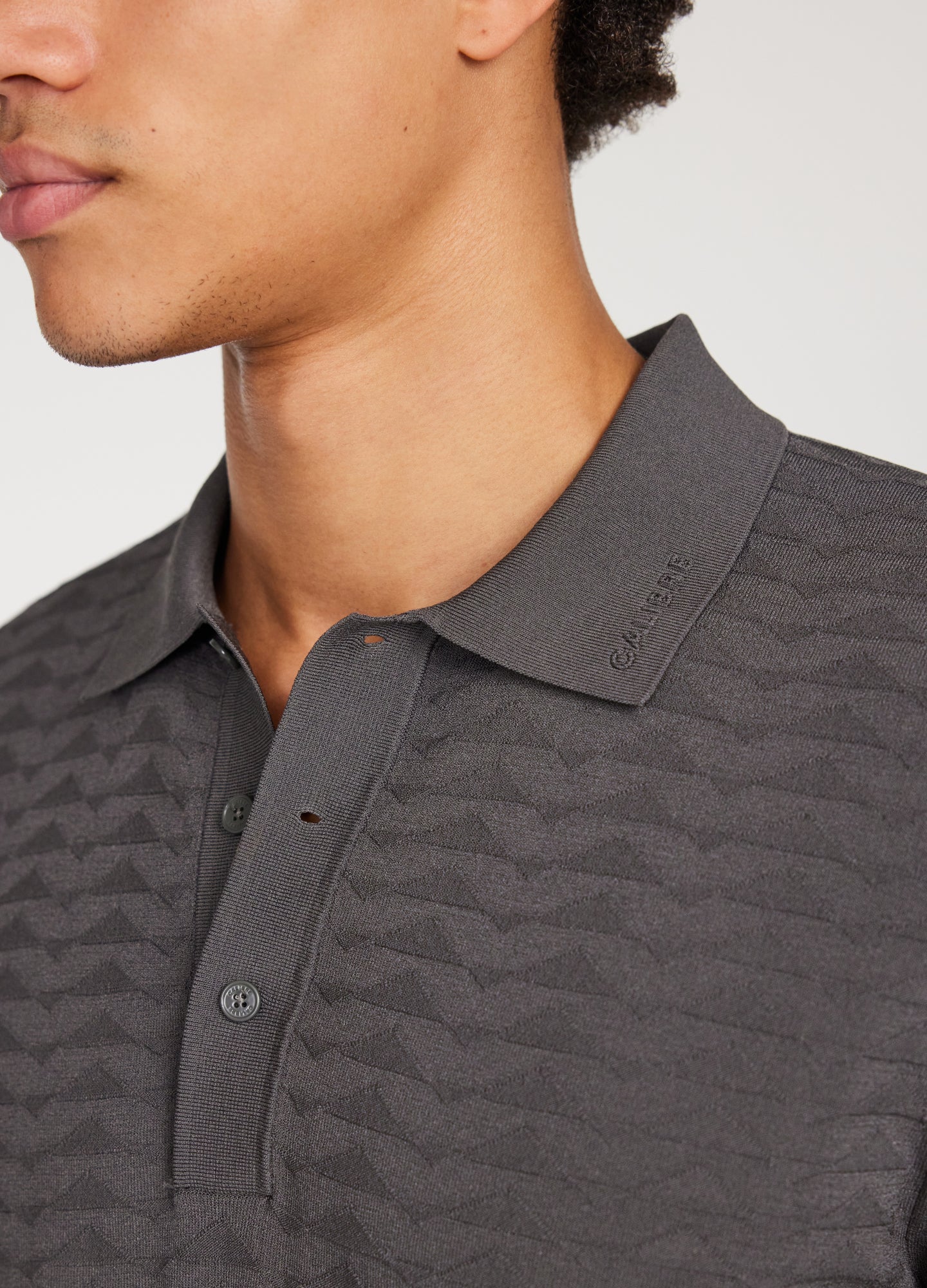 Triangle Knit Polo Steel Grey