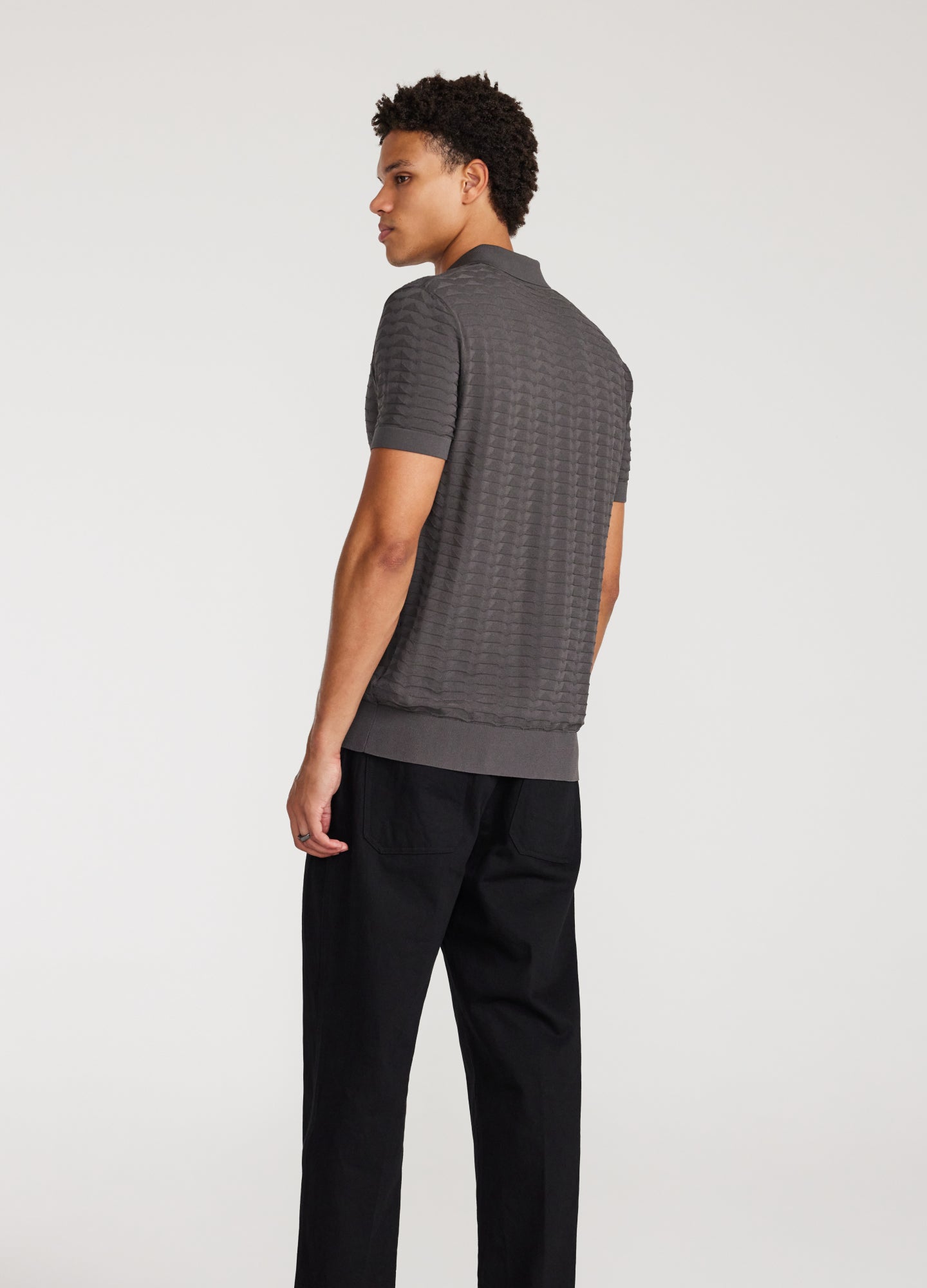 Triangle Knit Polo Steel Grey