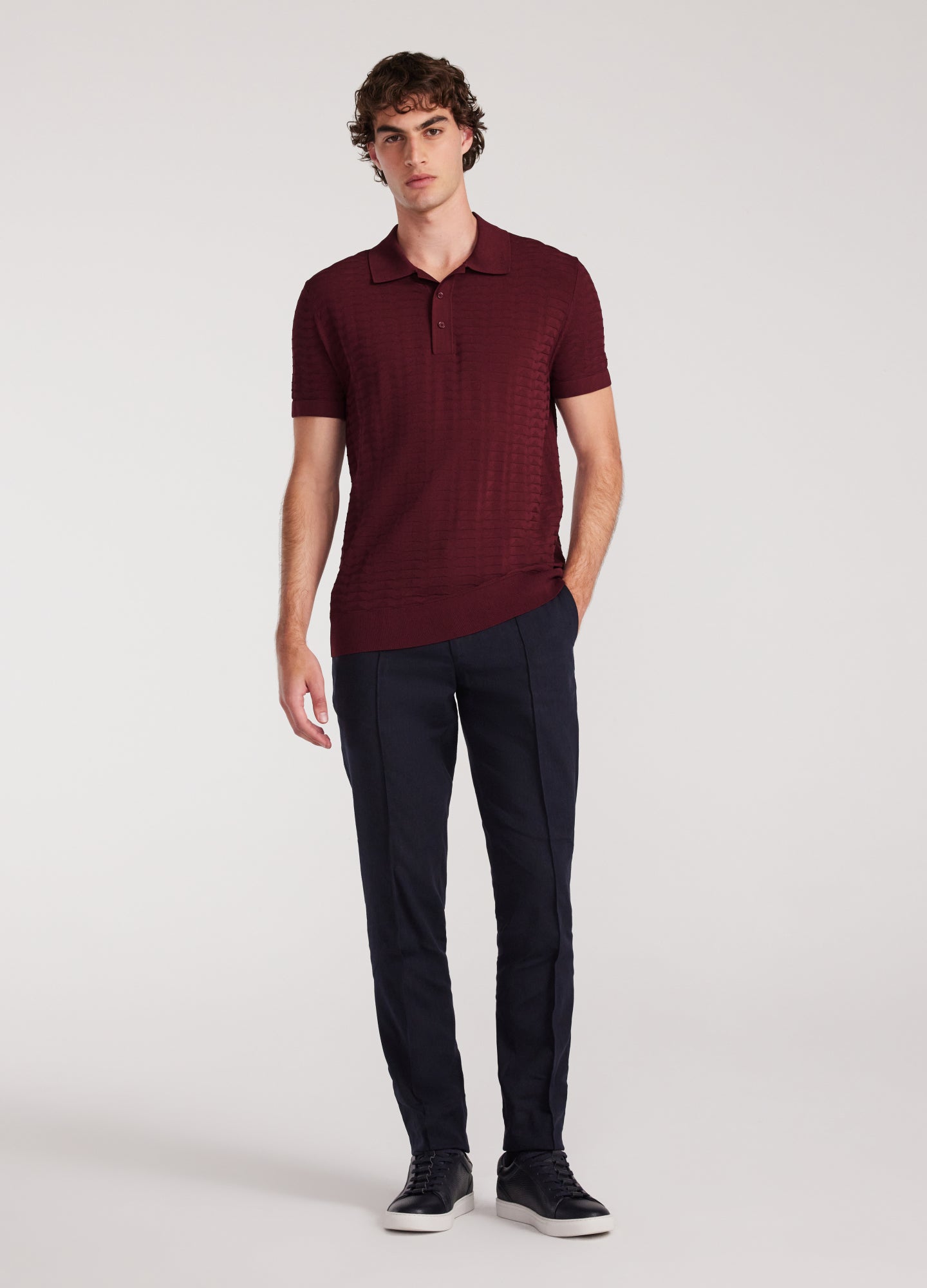 Triangle Knit Polo Wine