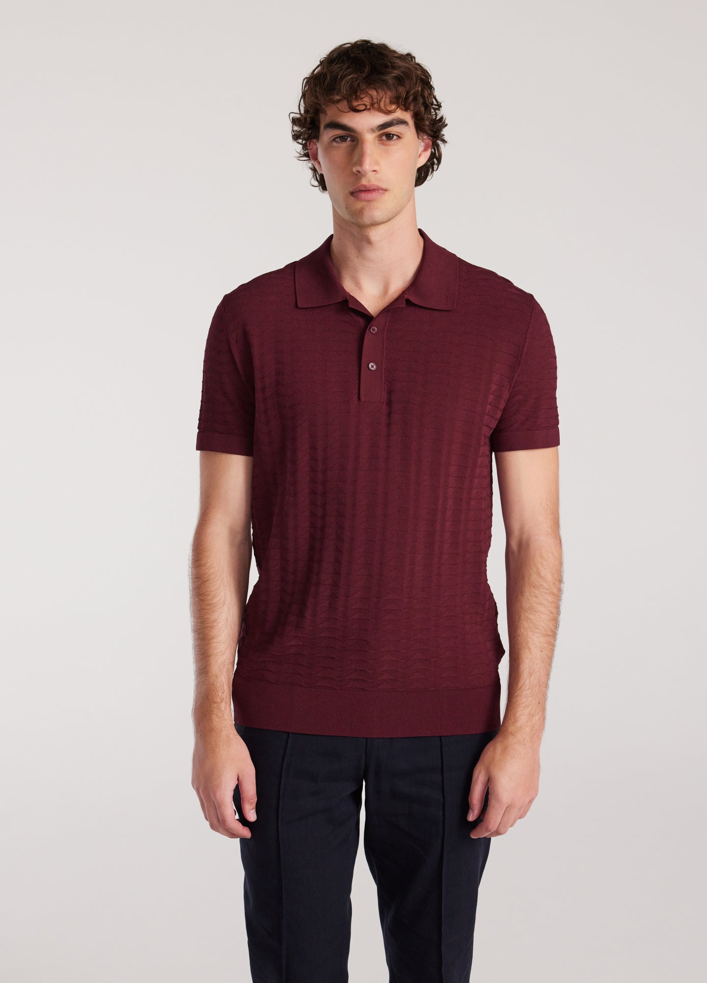 Triangle Knit Polo Wine