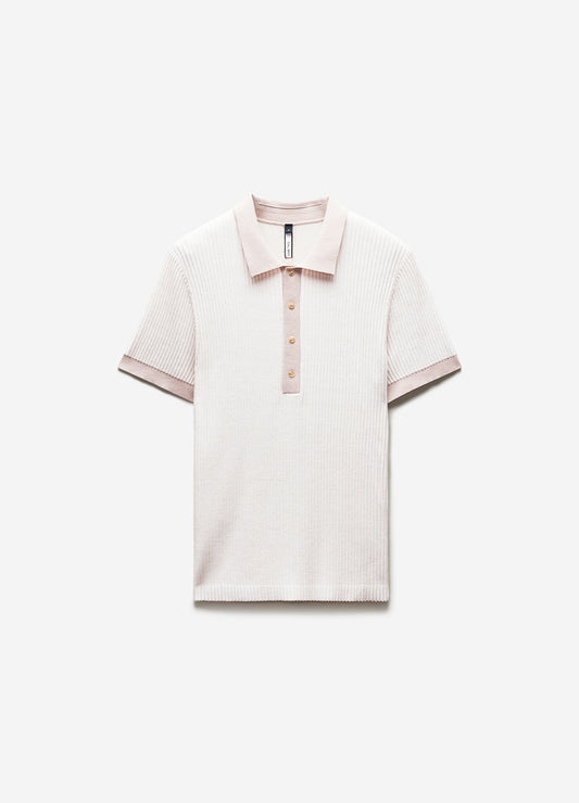 Two Tone Ribbed Polo Parchment