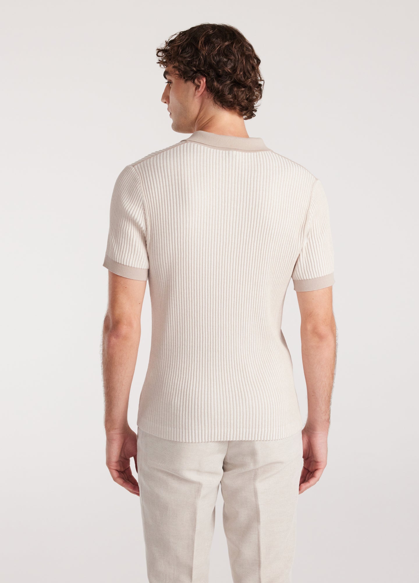 Two Tone Ribbed Polo Parchment