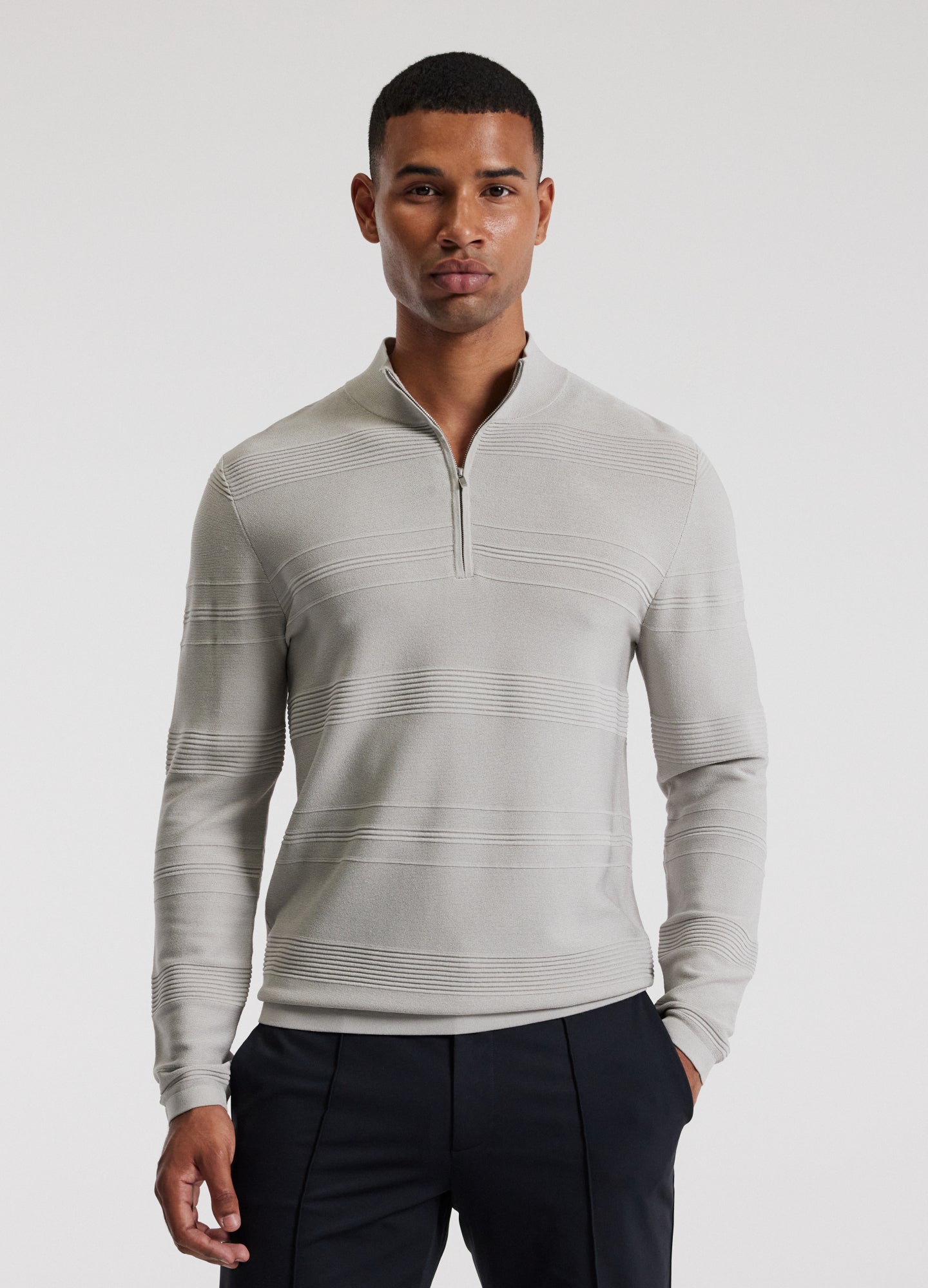 Quarter Zip Sweater Silver