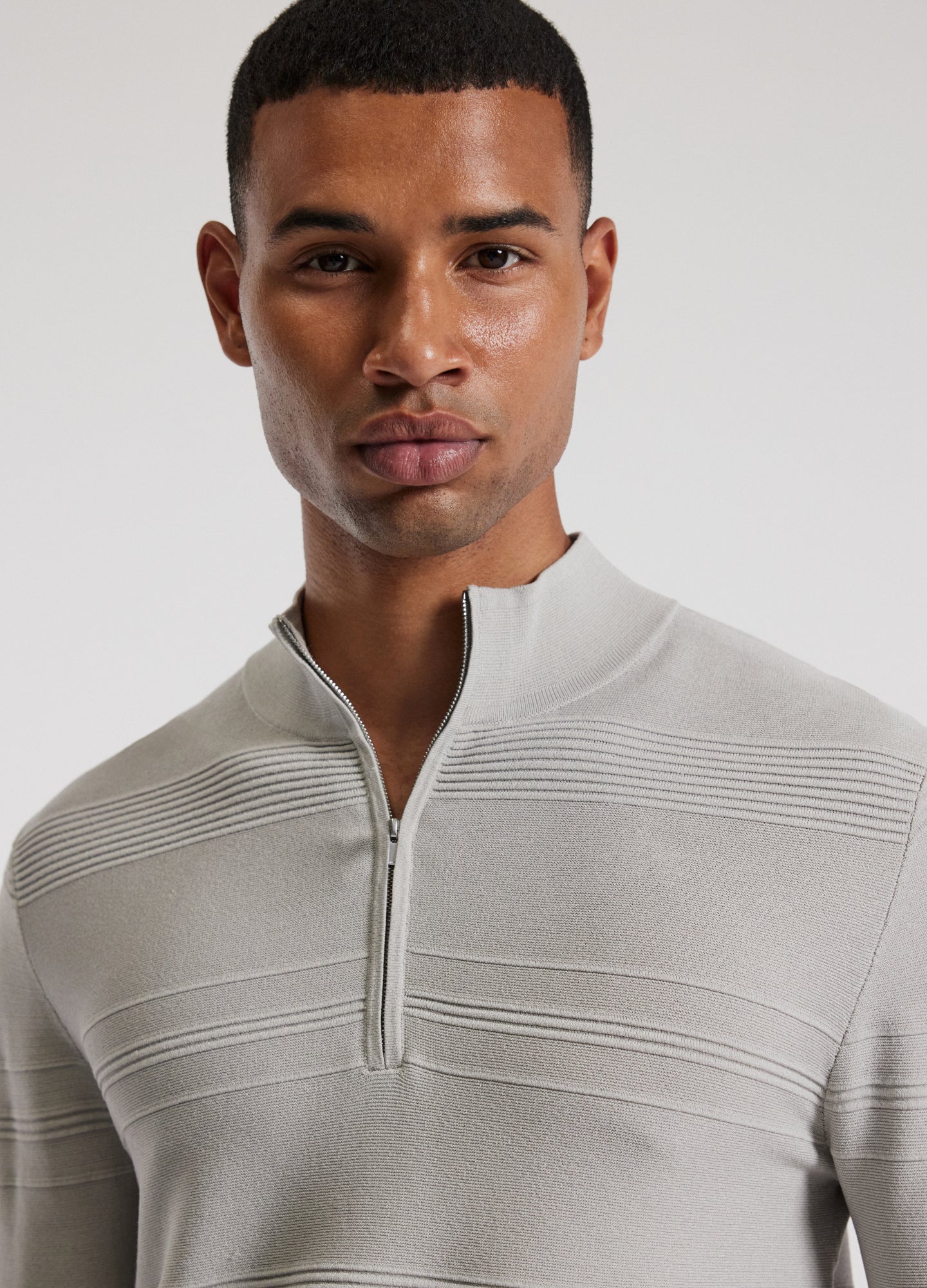 Quarter Zip Sweater Silver