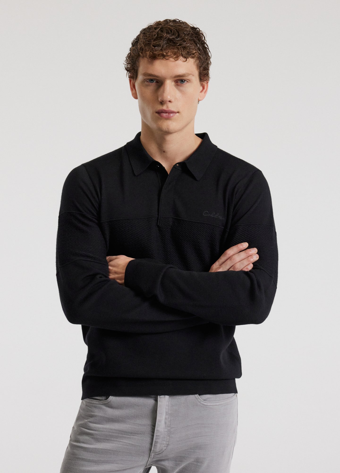 Fitted Rugby Sweater Black