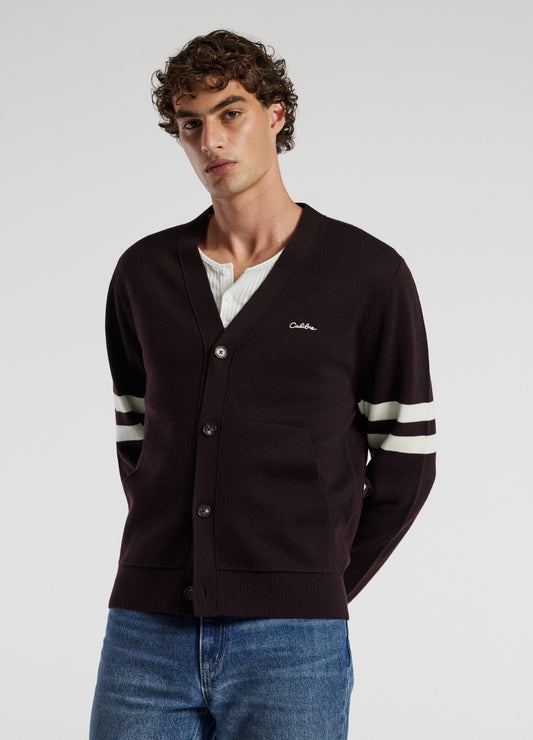 Varsity Cardigan Aubergine