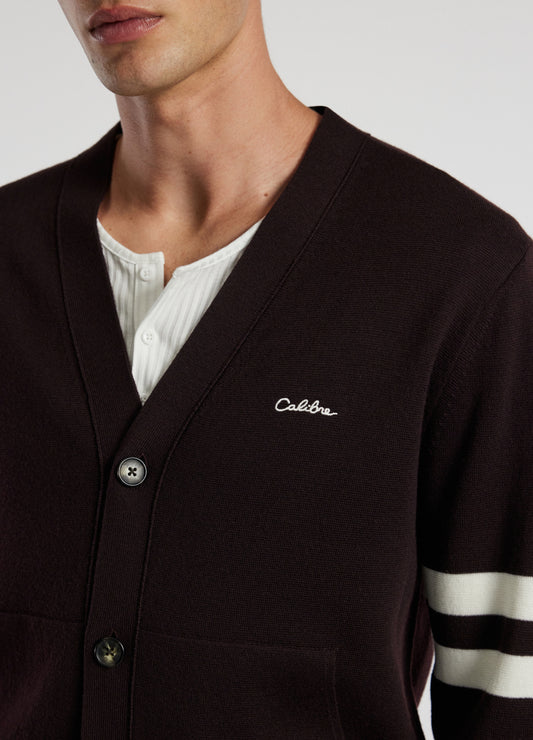 Varsity Cardigan Aubergine