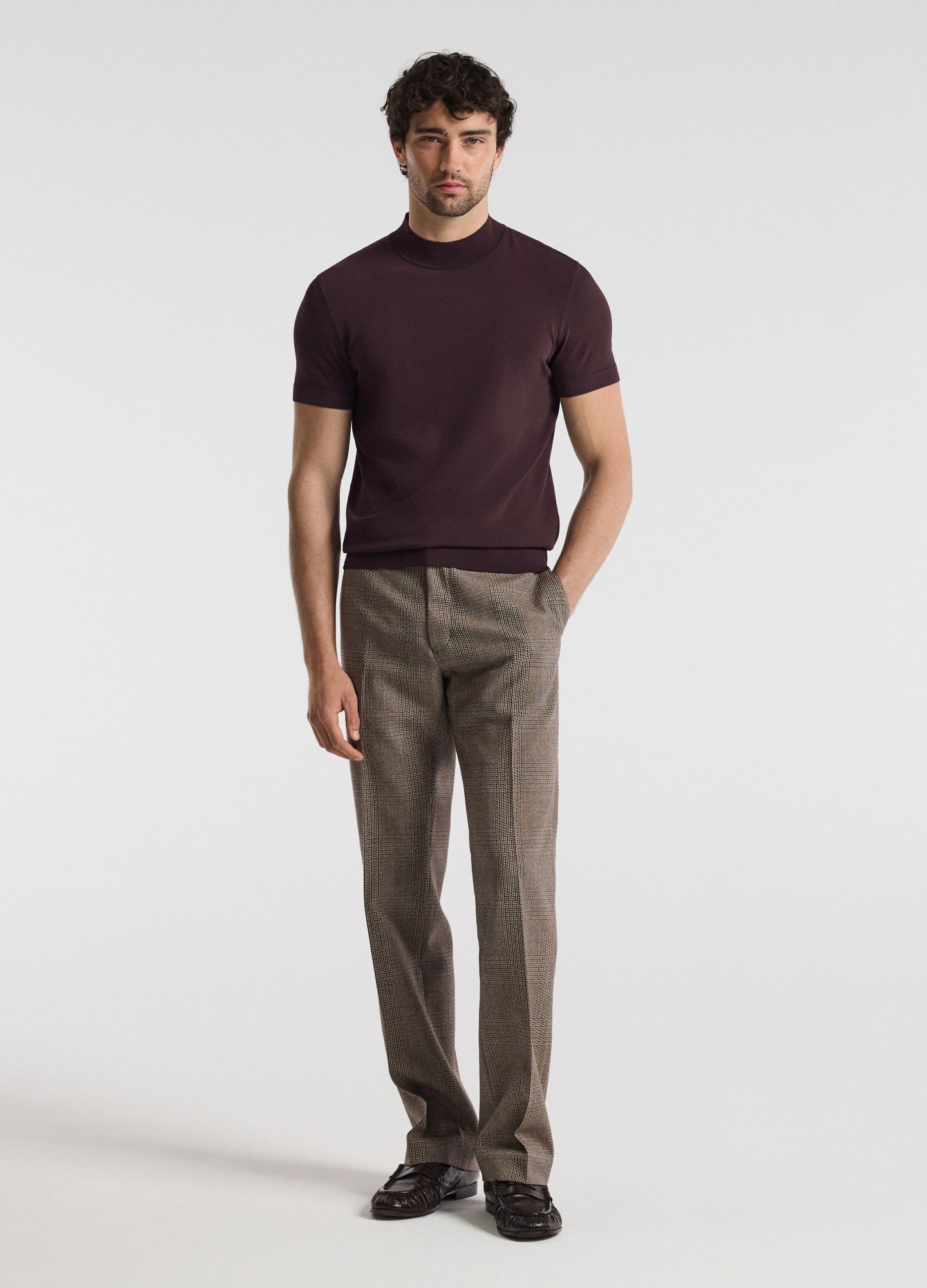 Slim Tech Knit T-shirt Bourbon