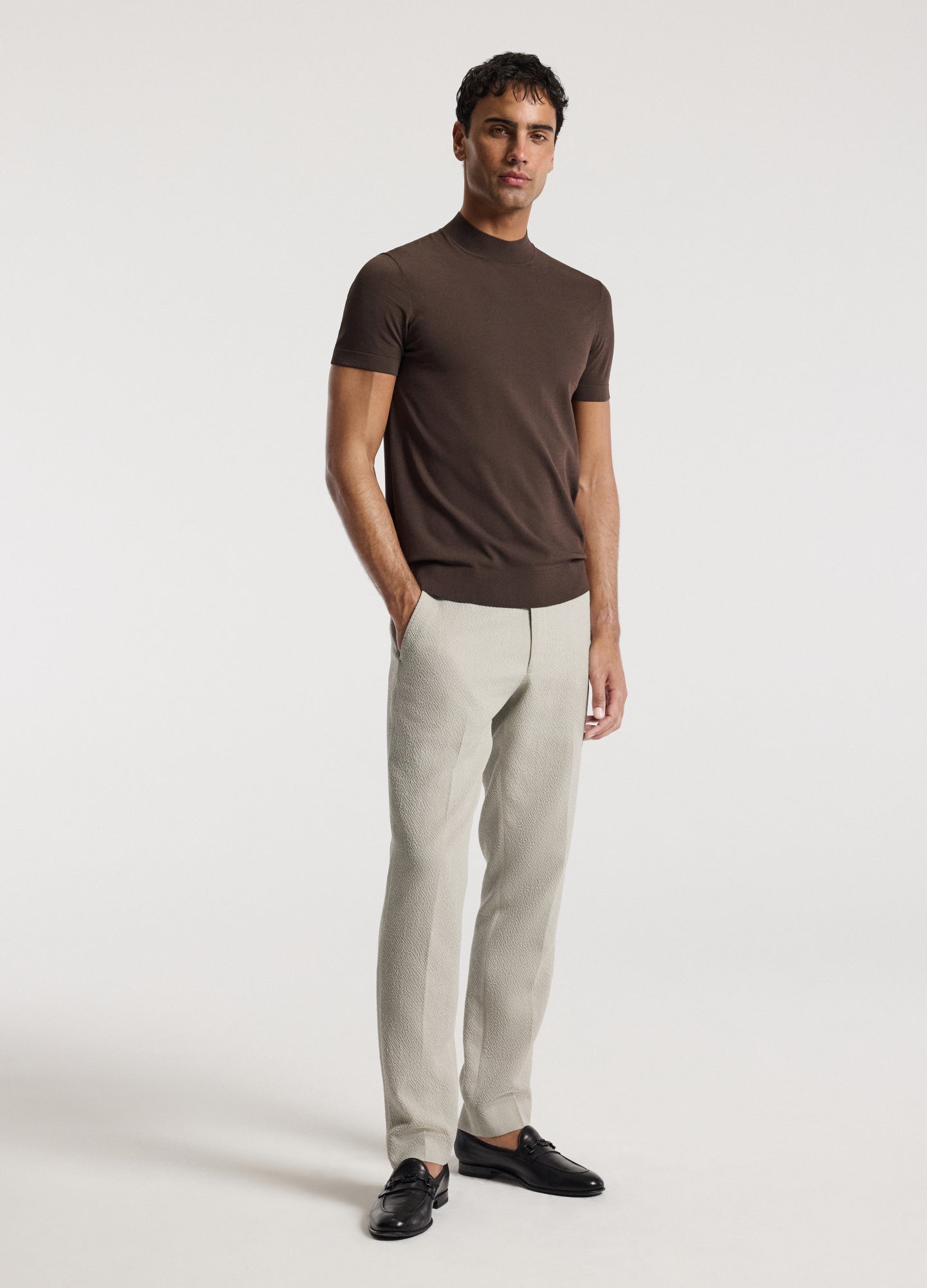 Slim Tech Knit T-shirt Mocha