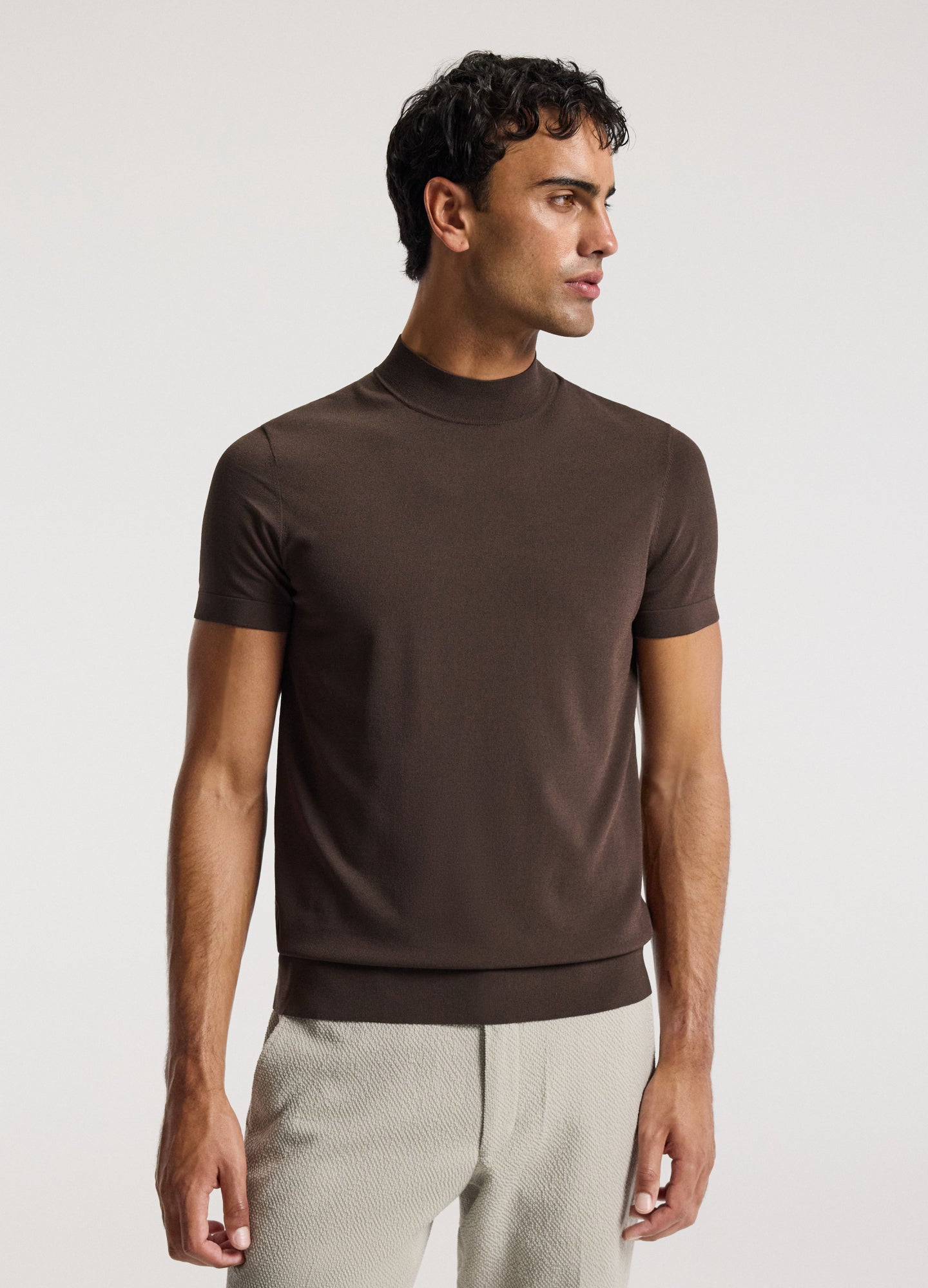 Slim Tech Knit T-shirt Mocha
