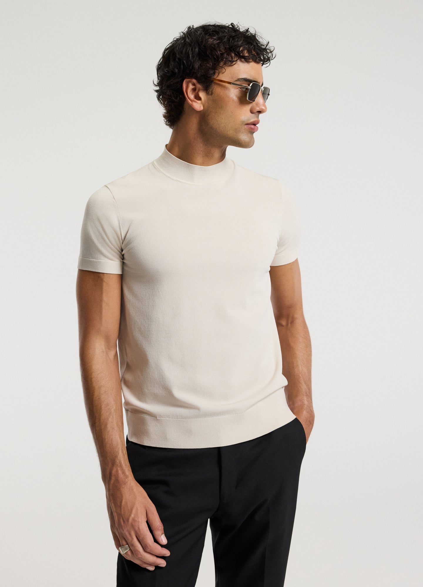 Slim Tech Knit T-shirt Parchment