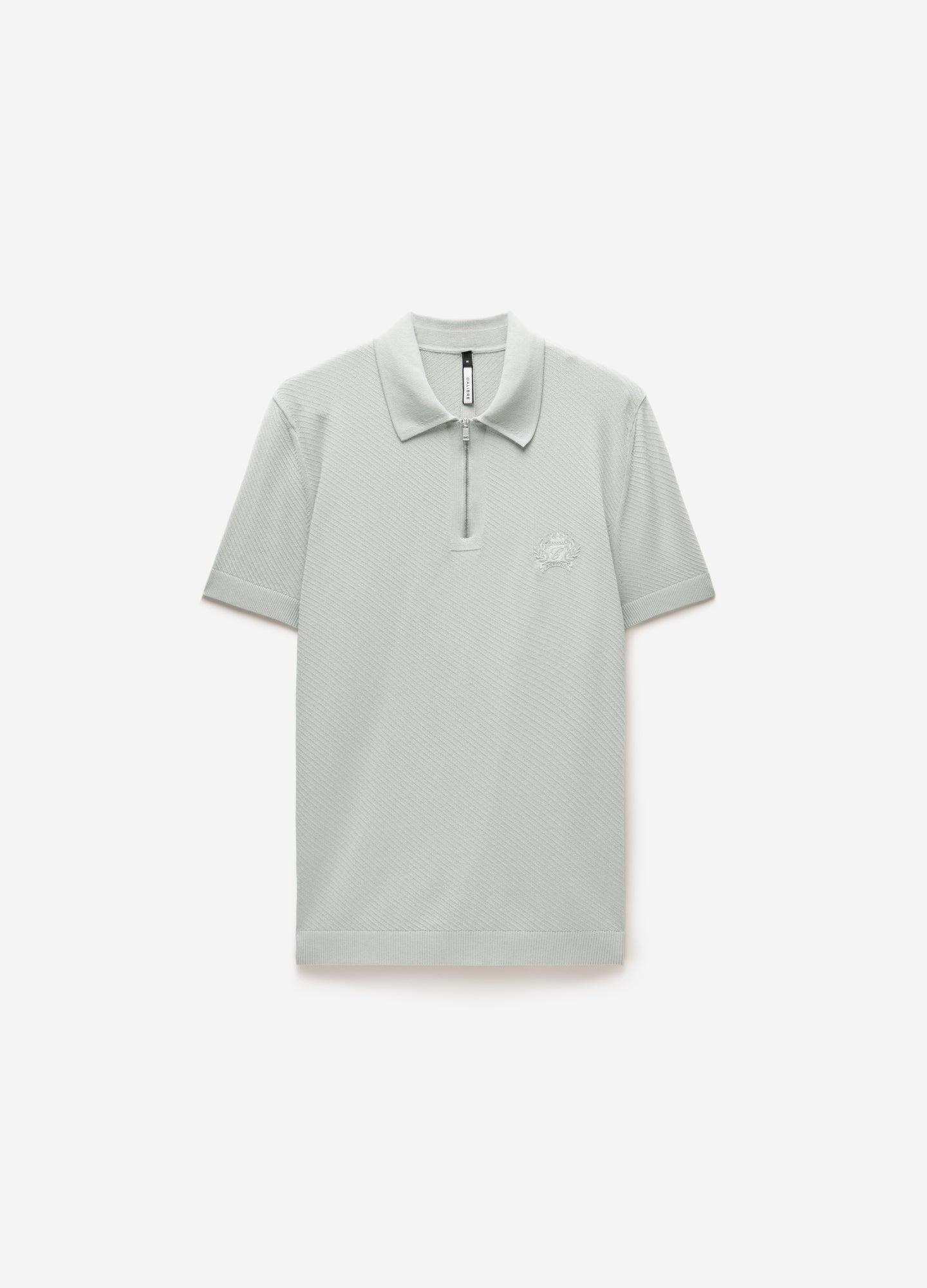 Cotton Zip Neck Polo Silver