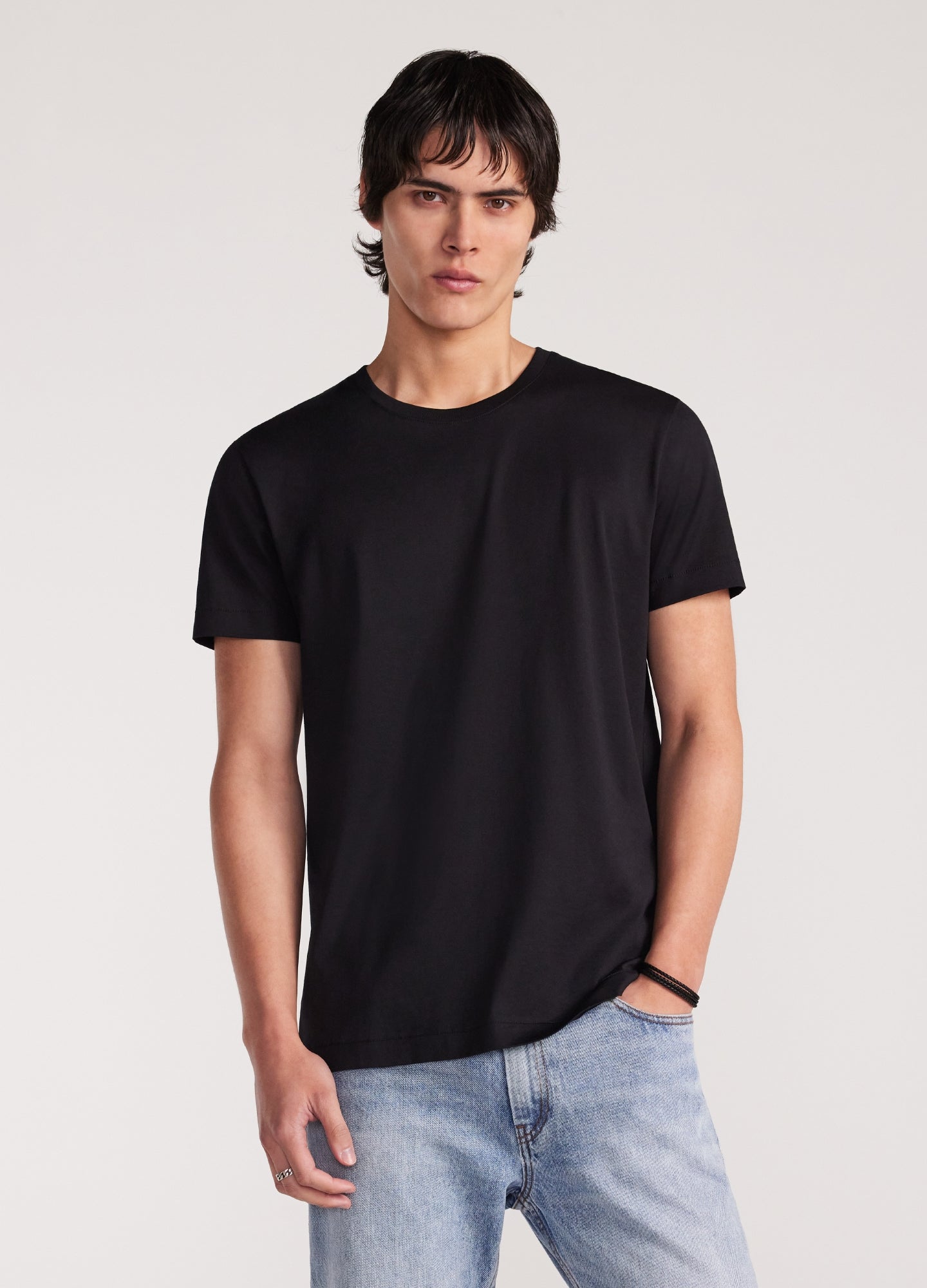 Mercerised Crew Neck T-Shirt Black