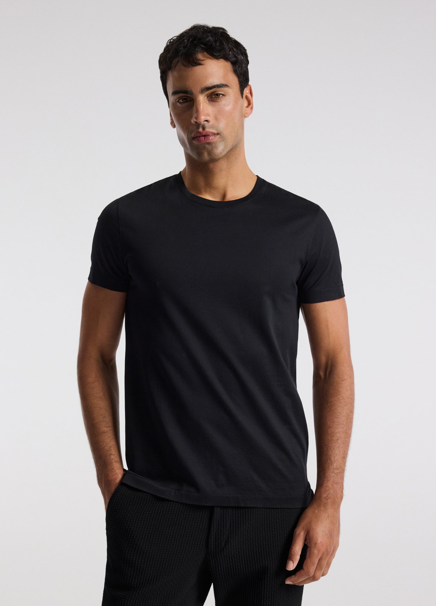 Mercerised Crew Neck T-Shirt Black