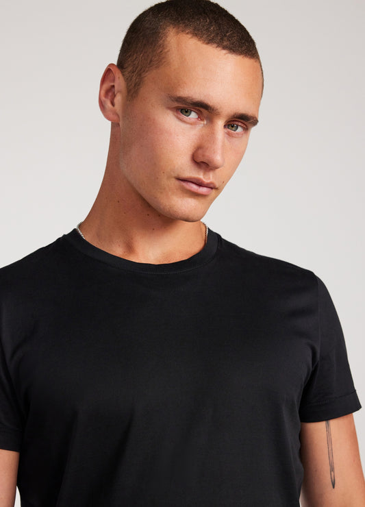 Mercerised Crew Neck T-Shirt Black