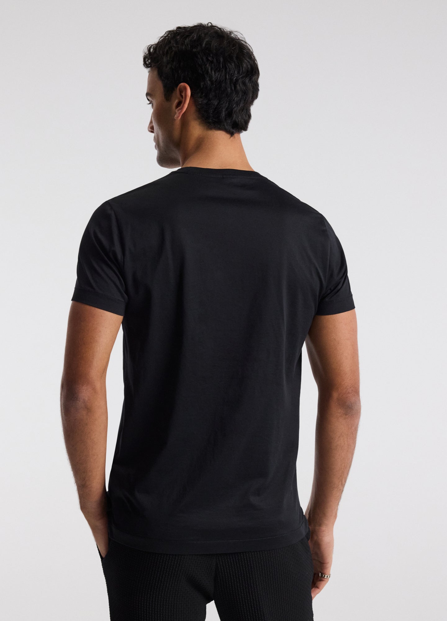 Mercerised Crew Neck T-Shirt Black