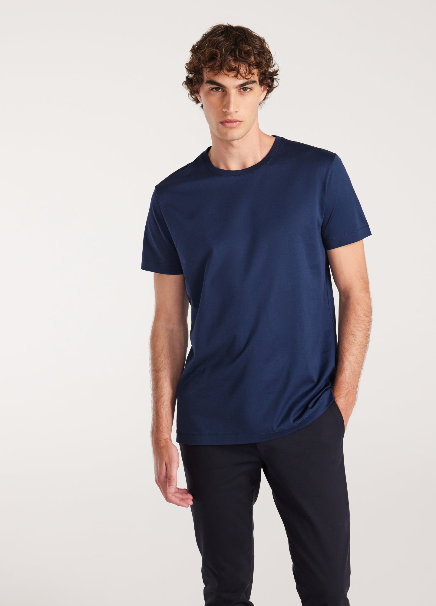 Mercerised Crew T-shirt Delft Blue