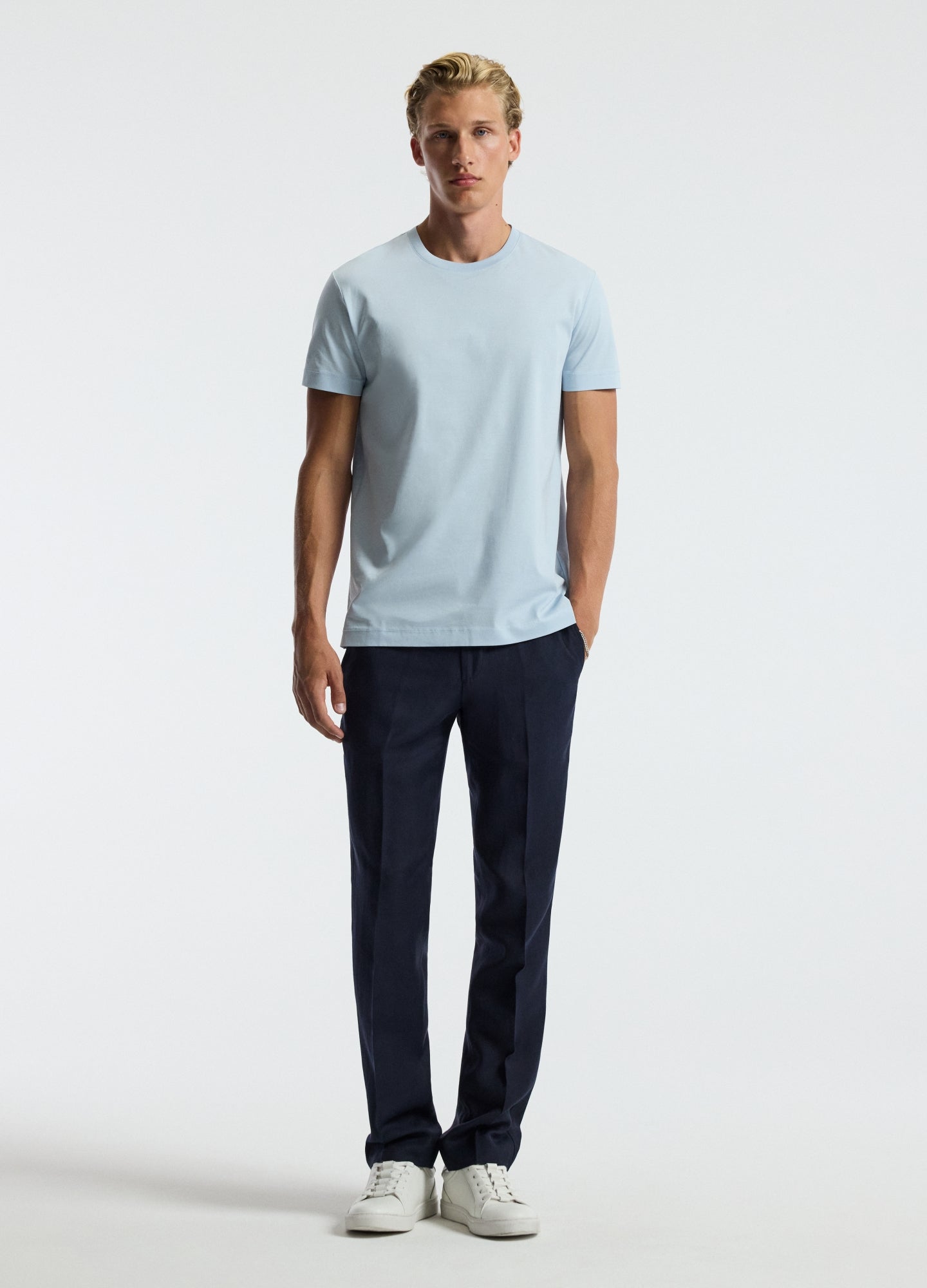 Mercerised Crew T-shirt Pale Blue