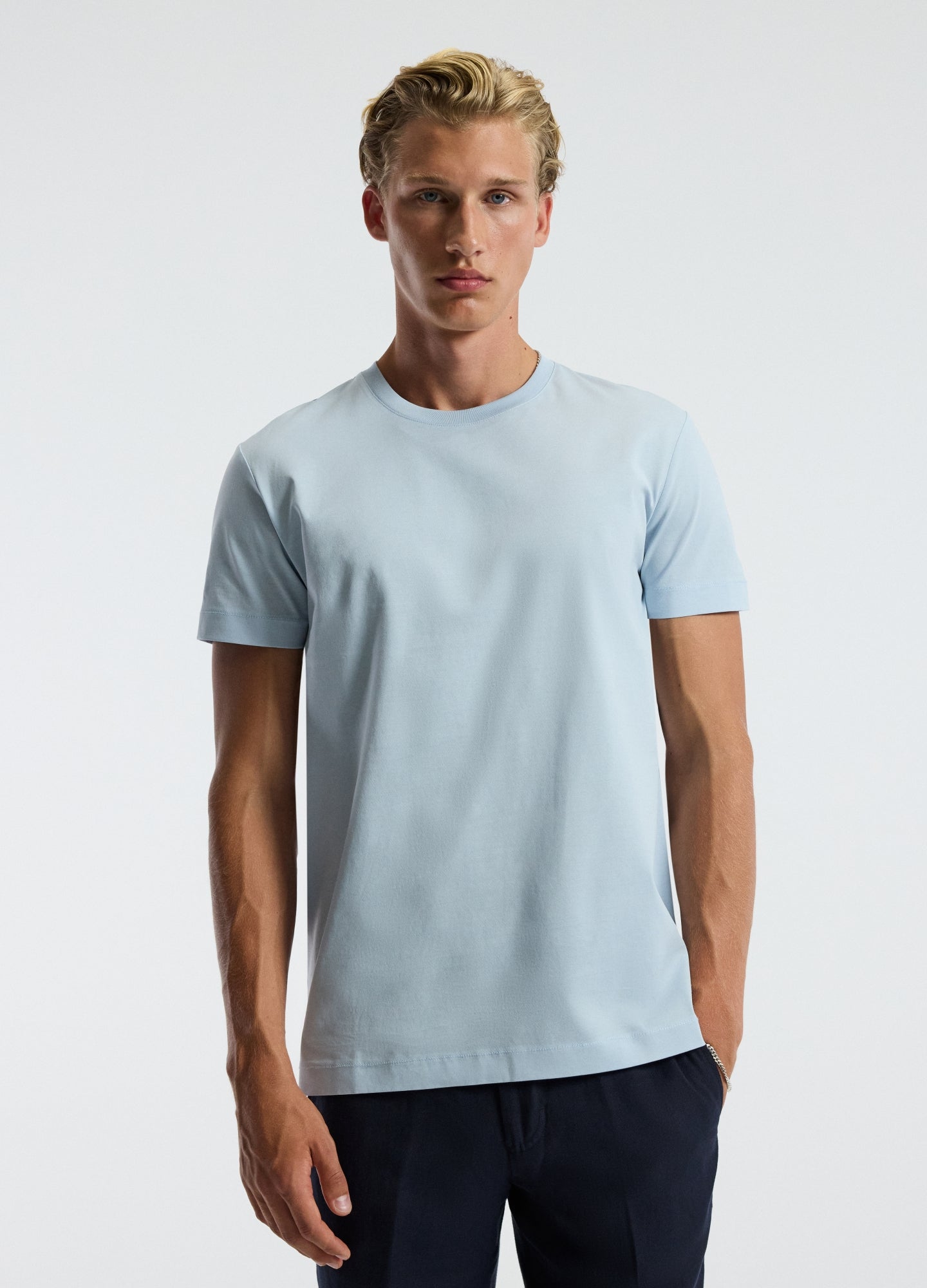 Mercerised Crew T-shirt Pale Blue