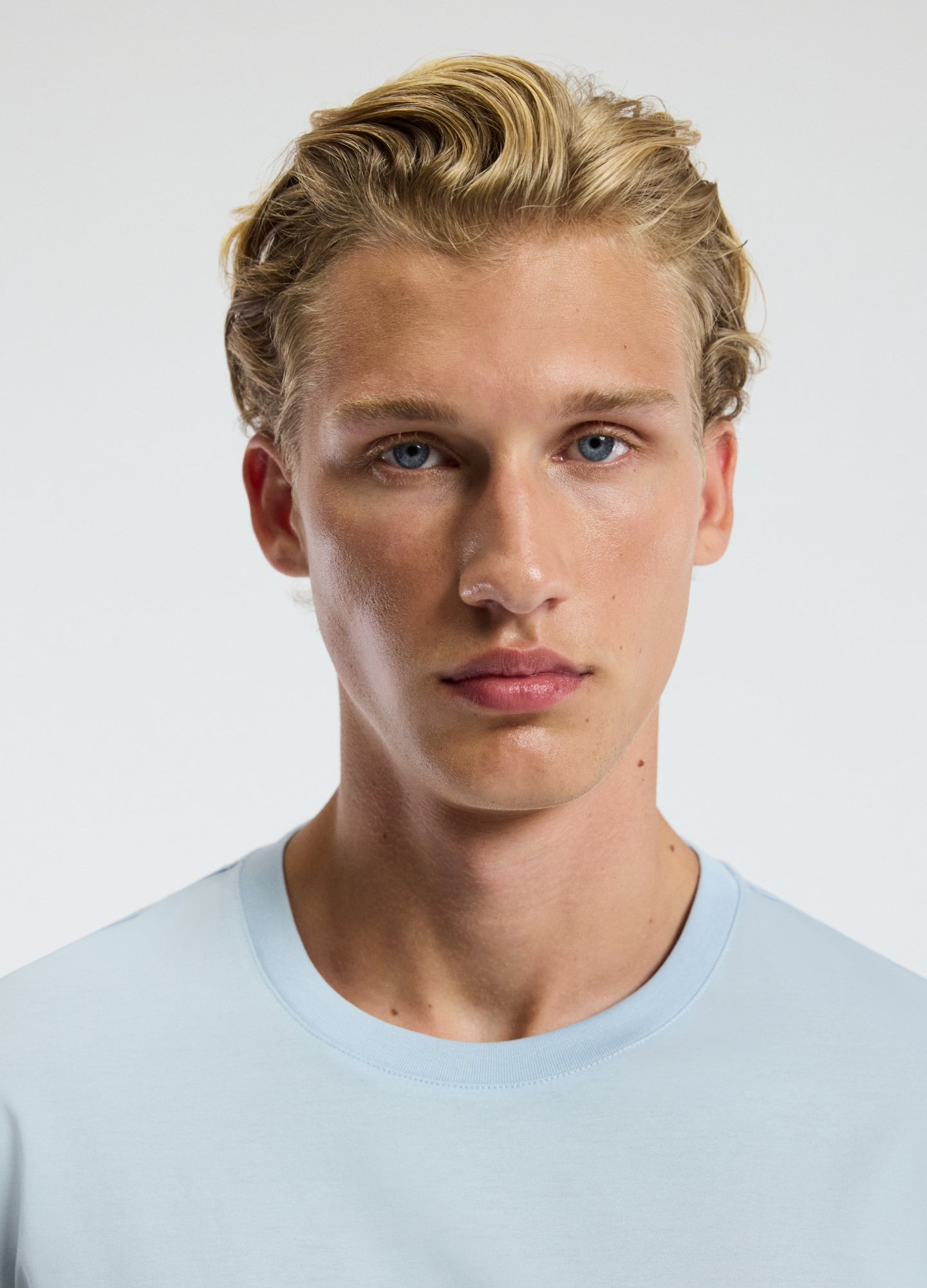 Mercerised Crew T-shirt Pale Blue