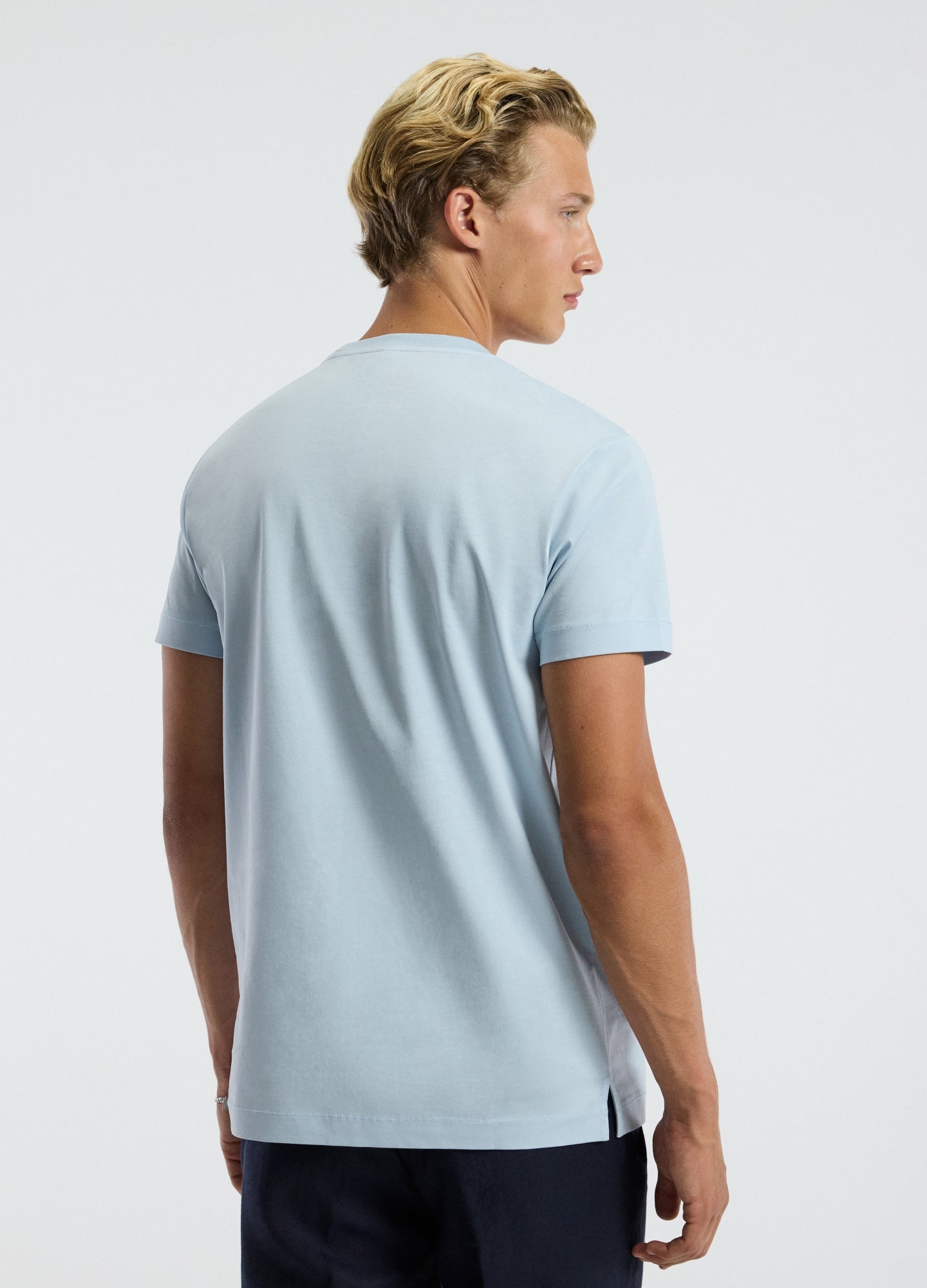 Mercerised Crew T-shirt Pale Blue