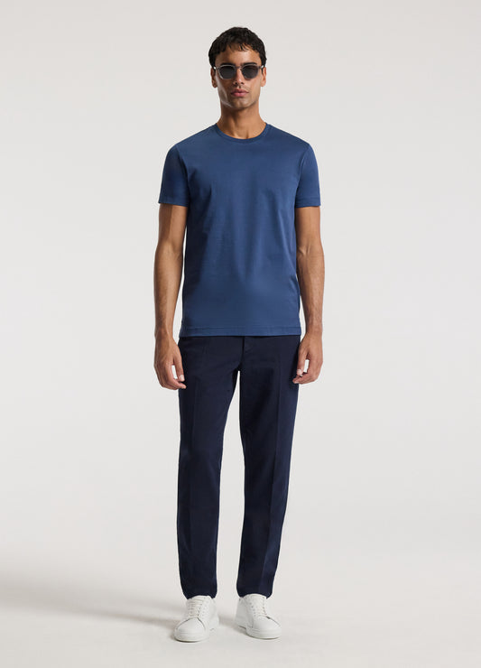 Mercerised Crew Neck T-shirt Marine