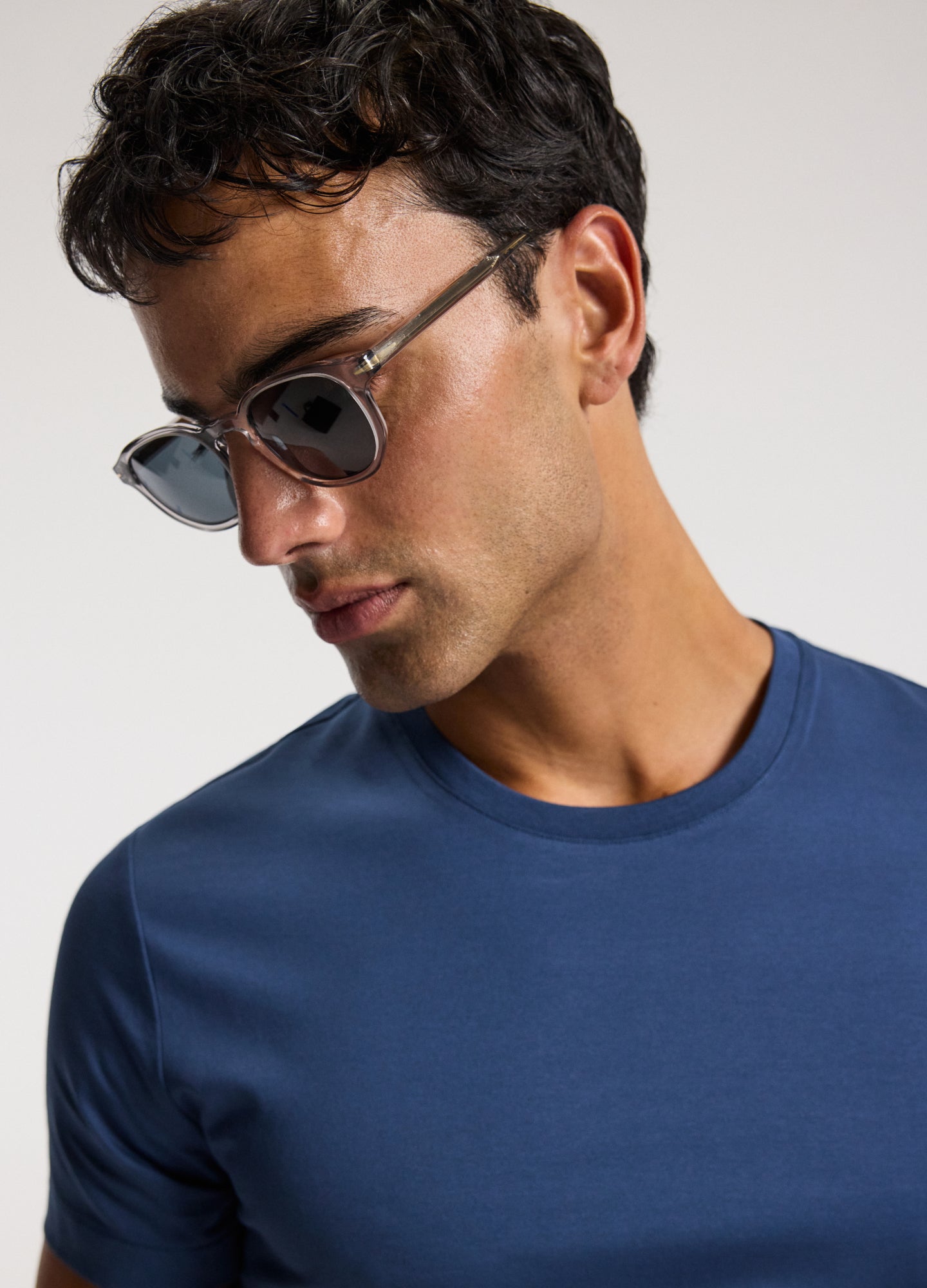 Mercerised Crew Neck T-shirt Marine