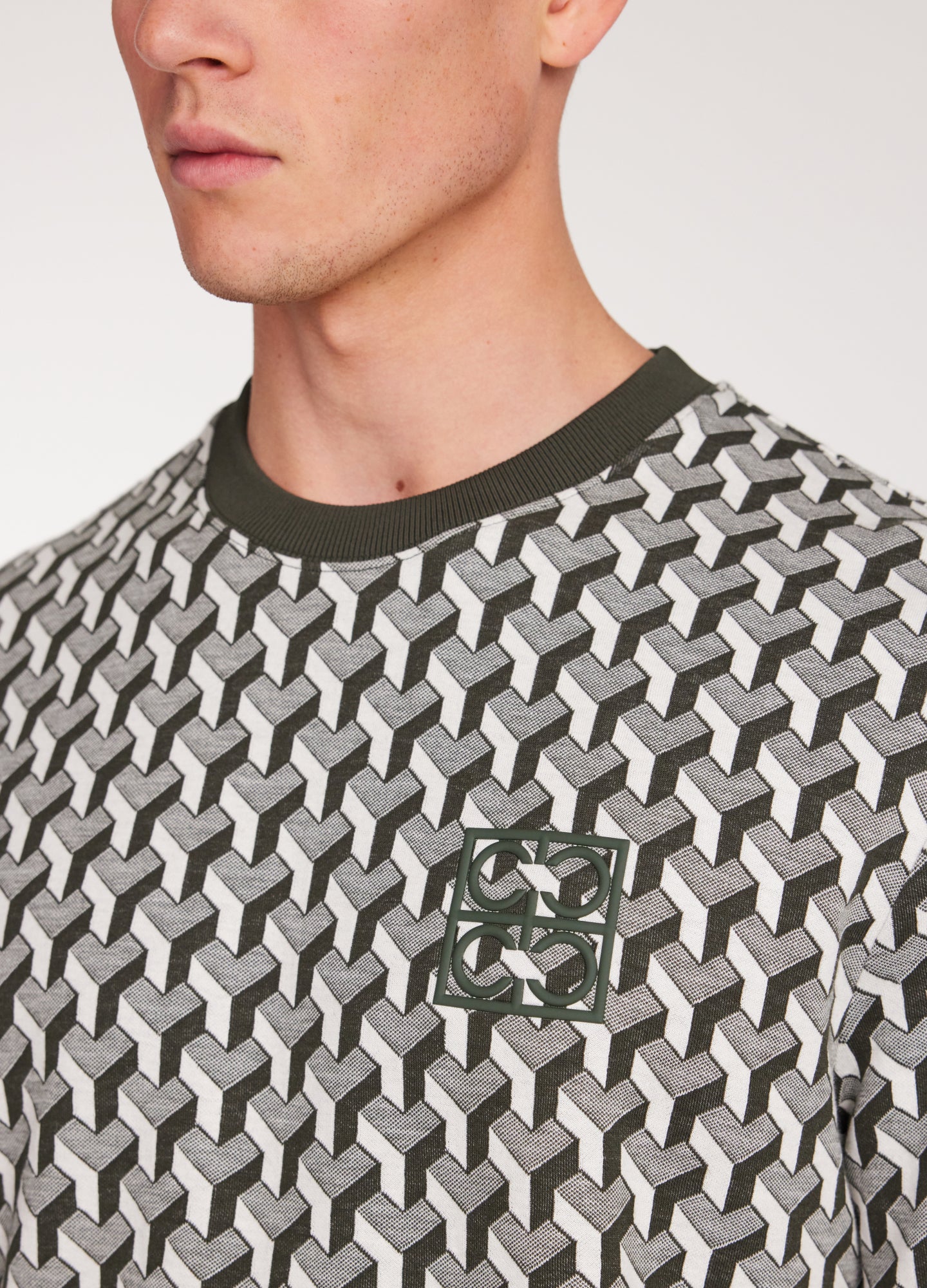 Short Sleeve Jacquard Sweatshirt Thyme