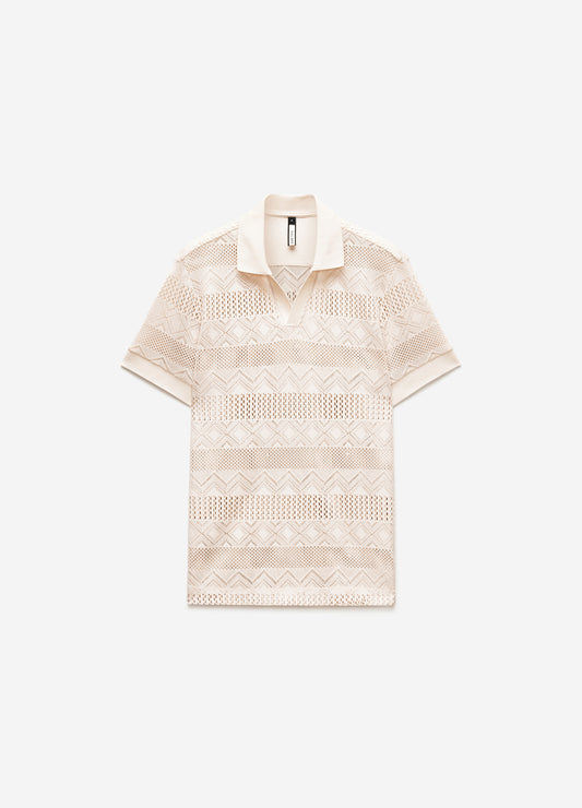 Geometric Lace Polo Cream